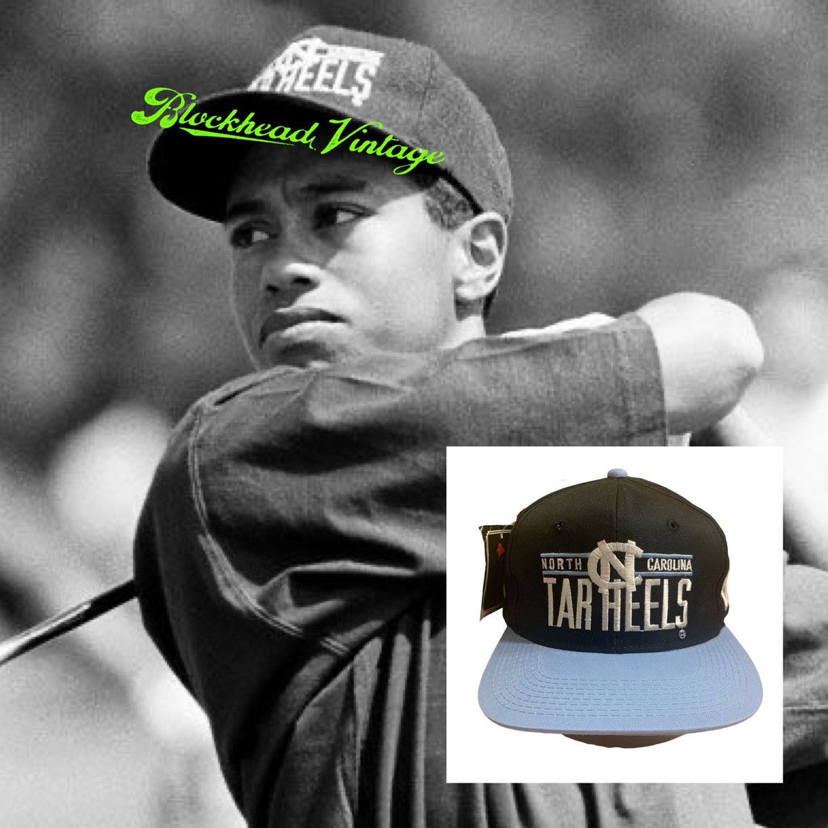 Vintage UNC Tar Heels Split Bar Youngan Snapback Hat North Carolina Size ONE SIZE - 1 Thumbnail