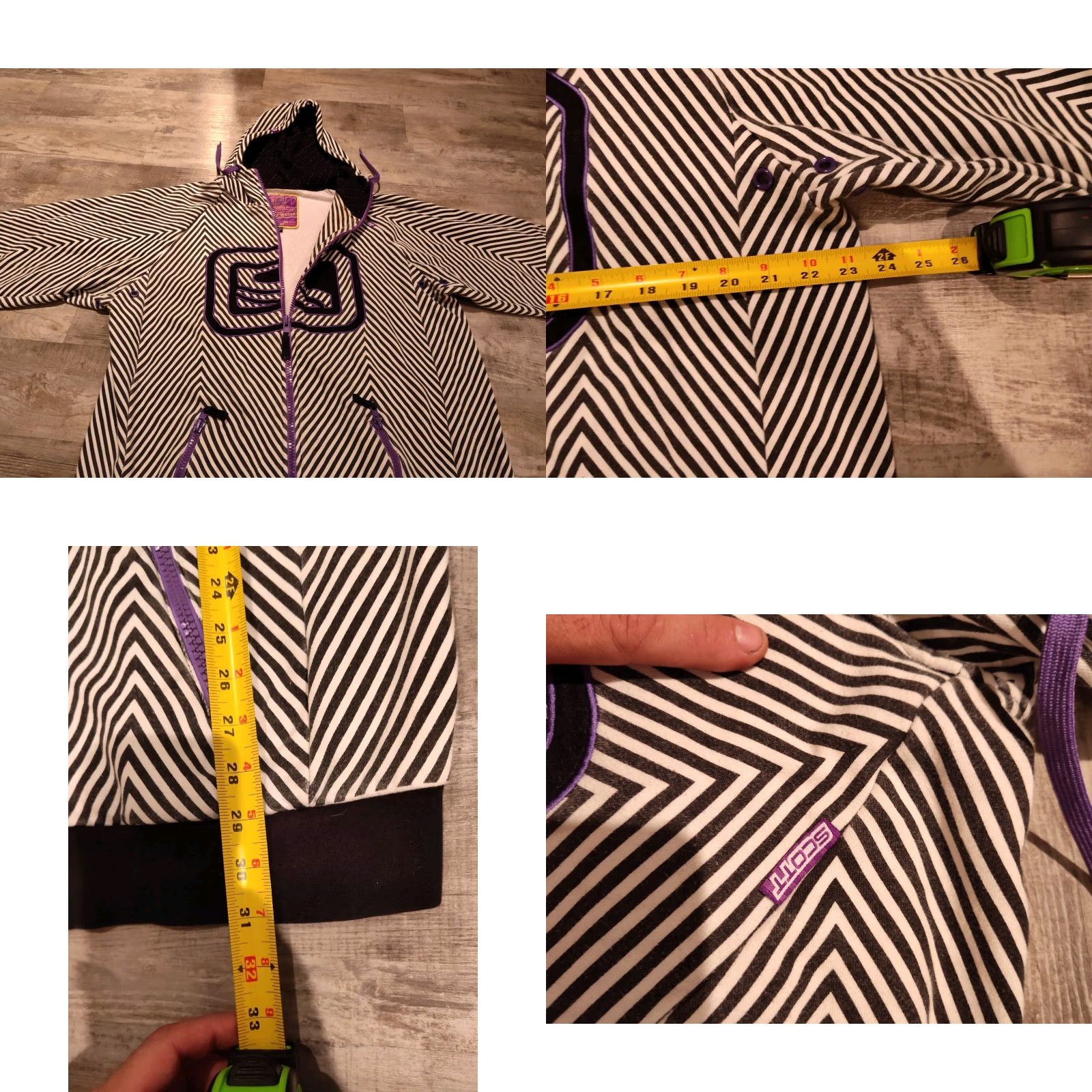 Vintage VINTAGE Scott Women's Full Zip Hoodie Striped Purple Black Snowboarding Activewear XXL Size XXL / US 16-18 / IT 52-54 - 8 Thumbnail