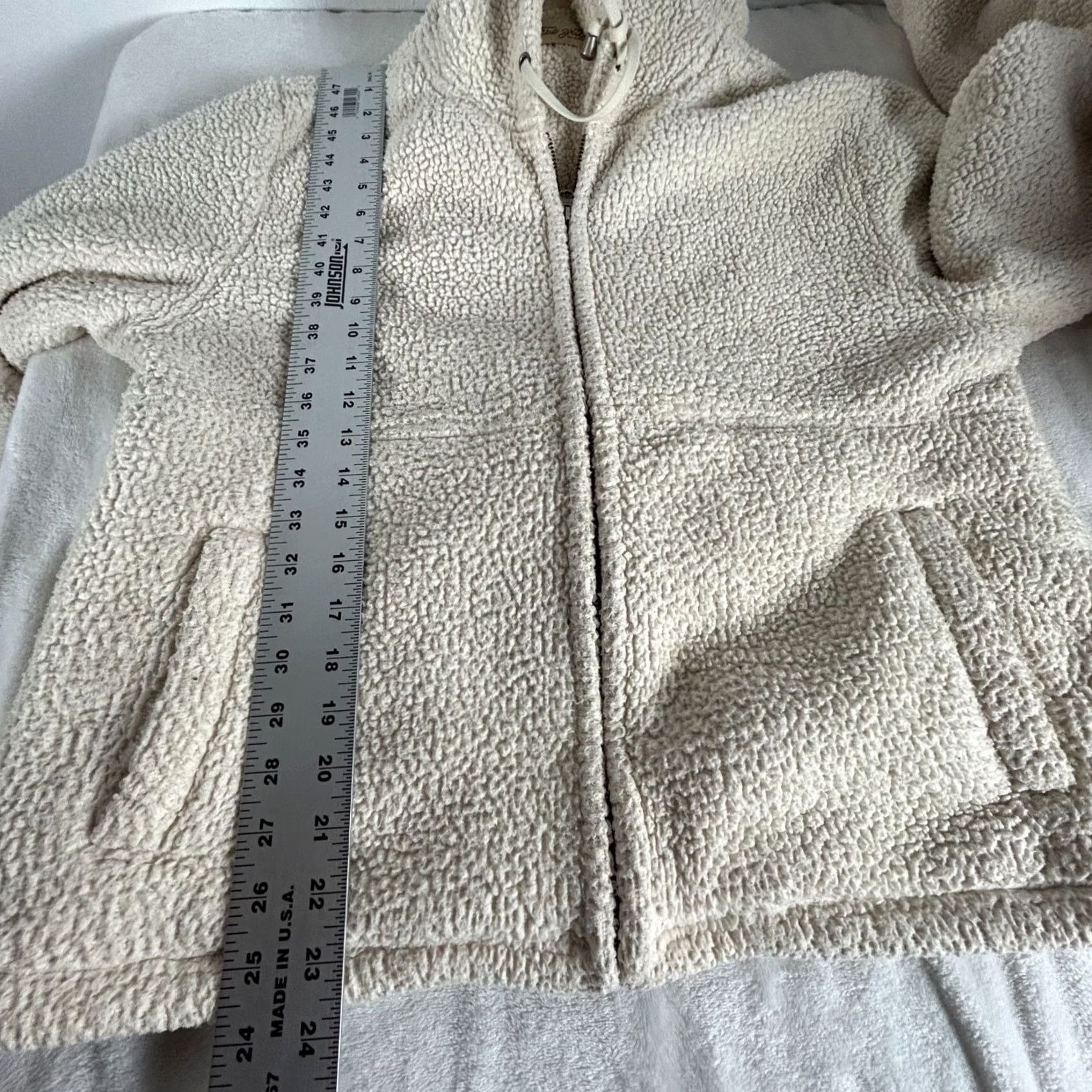 Vintage True Grit Womens Ivory Sherpa Fleece Zip-Up Hoodie Jacket XL Pockets Drawstring Jacket Womens XL Ivory Sherpa Fleece Zip-Up Pockets Drawstring Size XL / US 12-14 / IT 48-50 - 7 Thumbnail