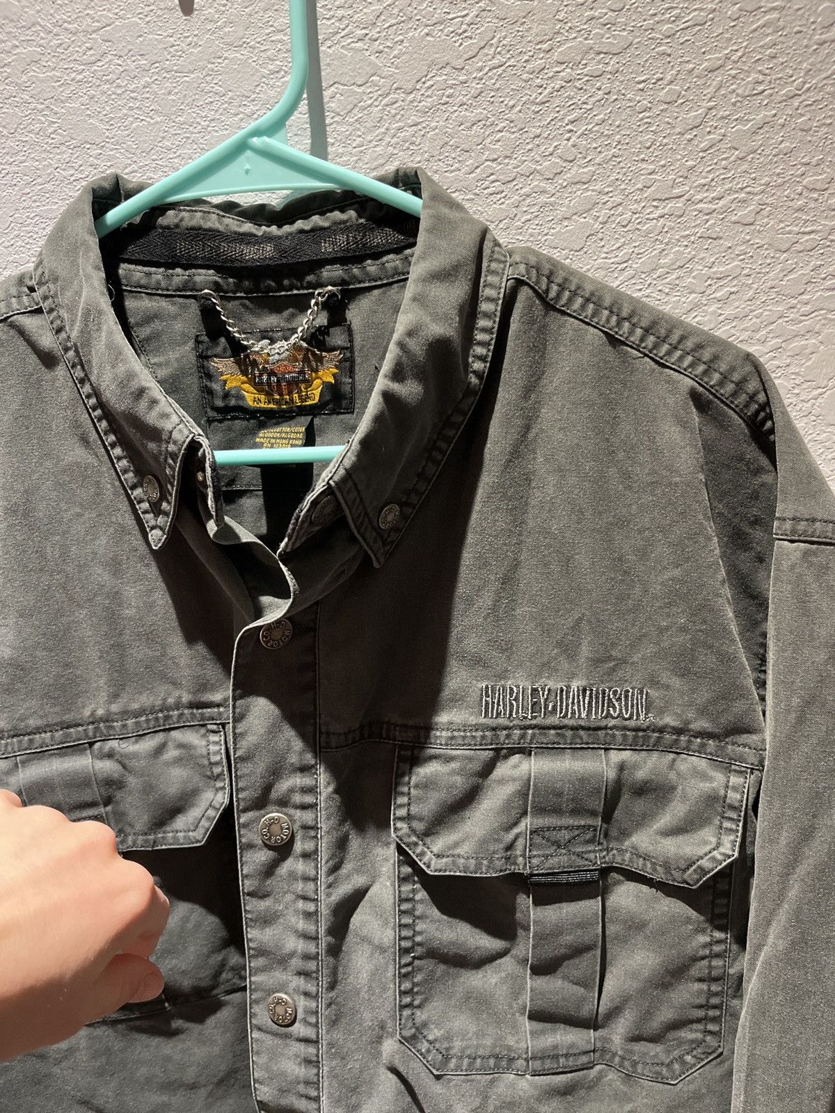 Harley Davidson Gray Harley Davidson Long Sleeve Button Down Size US XL / EU 56 / 4 - 2 Thumbnail