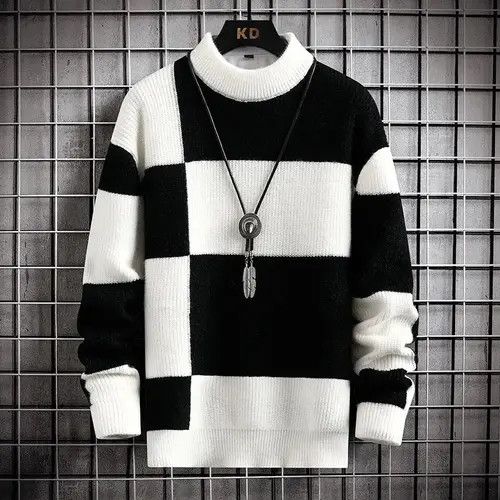 Japanese Brand Black White Patchwork Color Knitted Pullover Sweatshirt Size US M / EU 48-50 / 2 - 6 Thumbnail