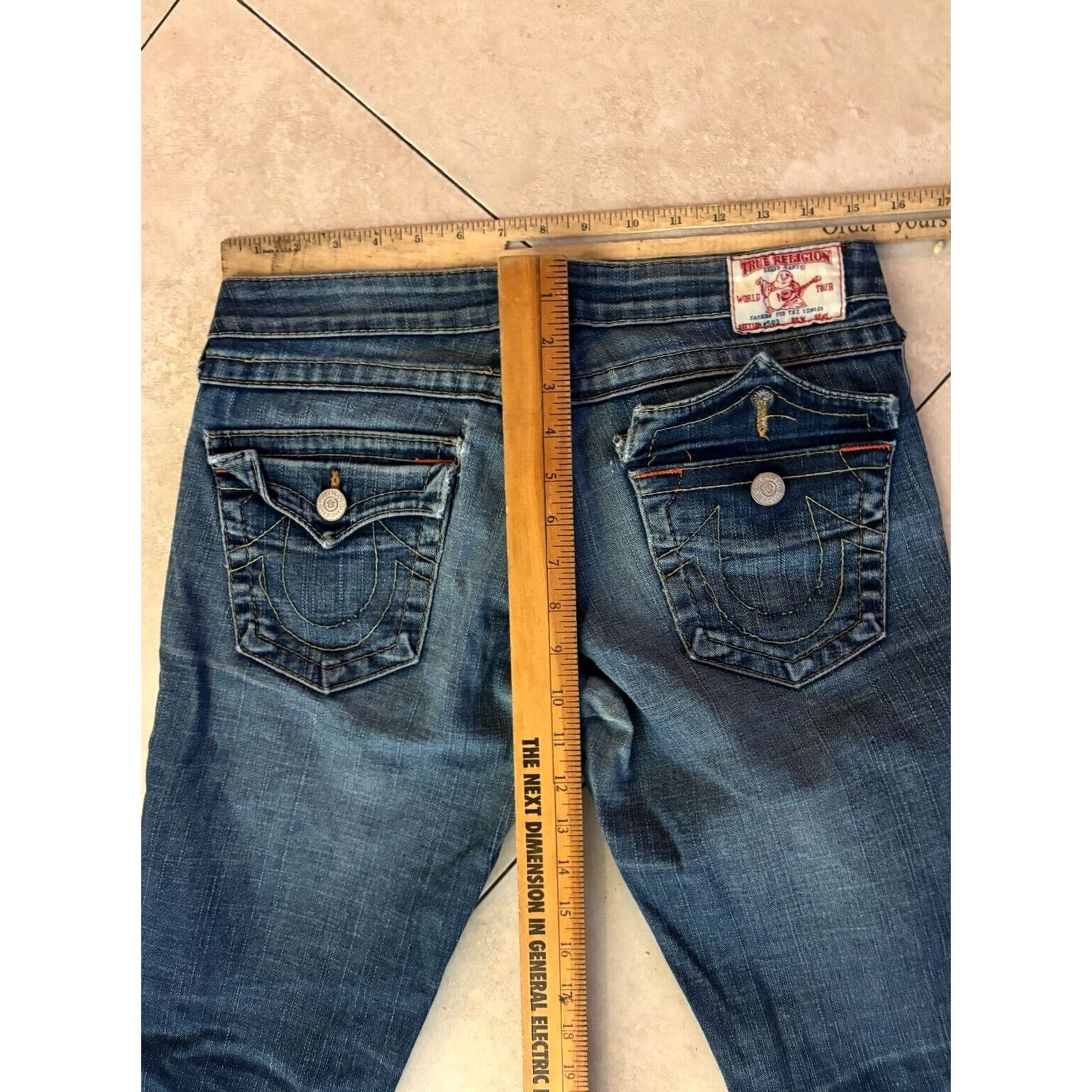 True Religion True Religion World Tour Bridget Jeans Flared Denim 29 Blue Women’s Regular 7641 Size 29" - 7 Thumbnail