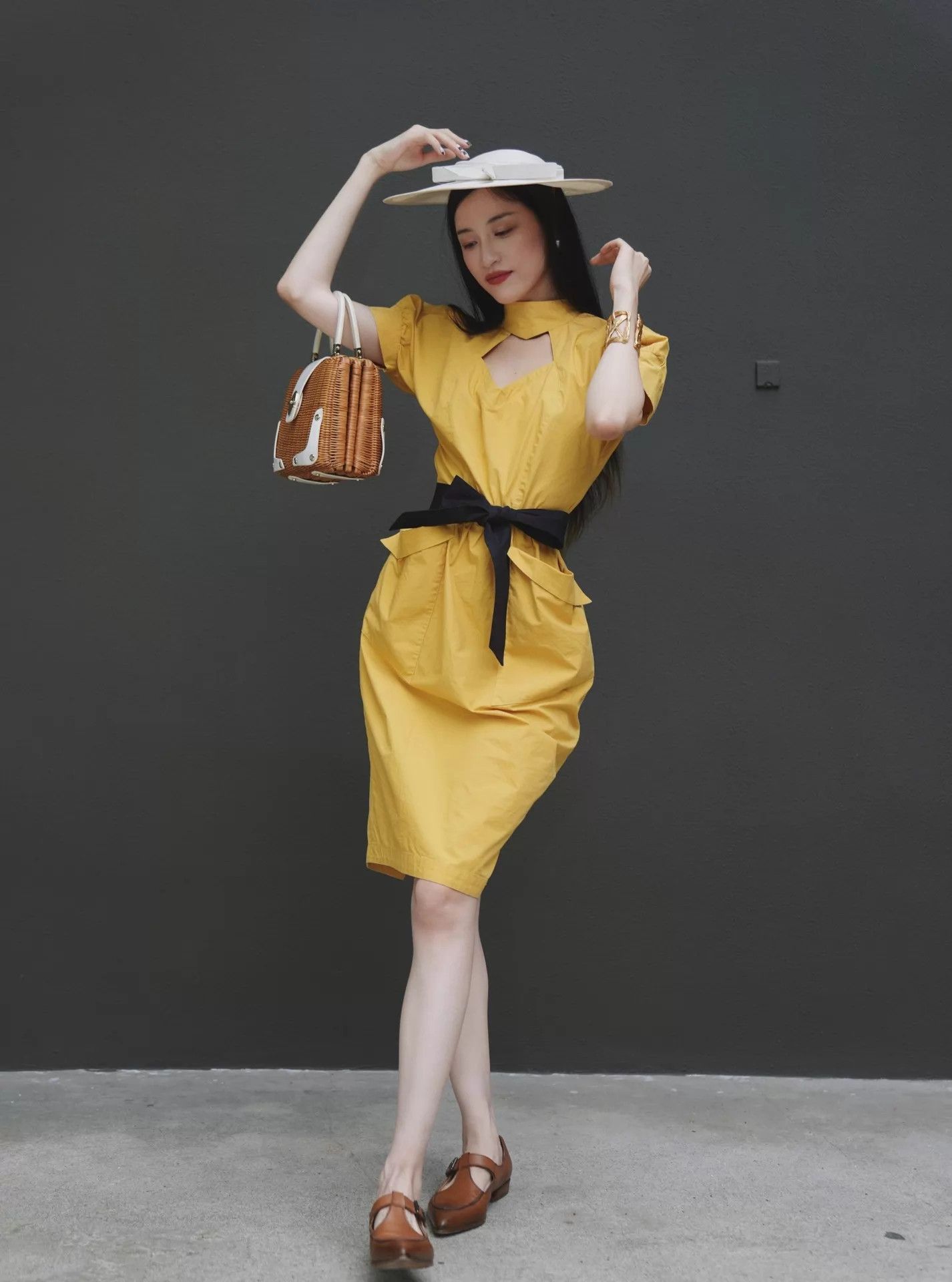 Other Vieuxnew Sunset Gold Killer Plunging Waist-Cinched M/L Dress Size XS / US 0-2 / IT 36-38 - 3 Thumbnail