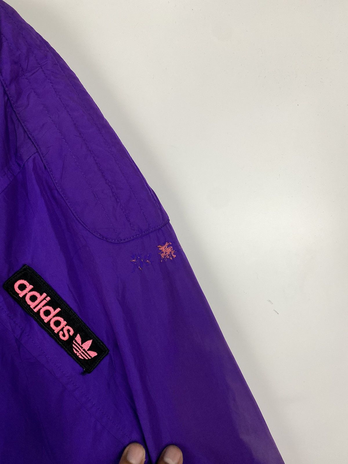 Adidas × Vintage Vintage Adidas Purple Jacket Big Logo ( Sun Faded ) Size US L / EU 52-54 / 3 - 7 Thumbnail