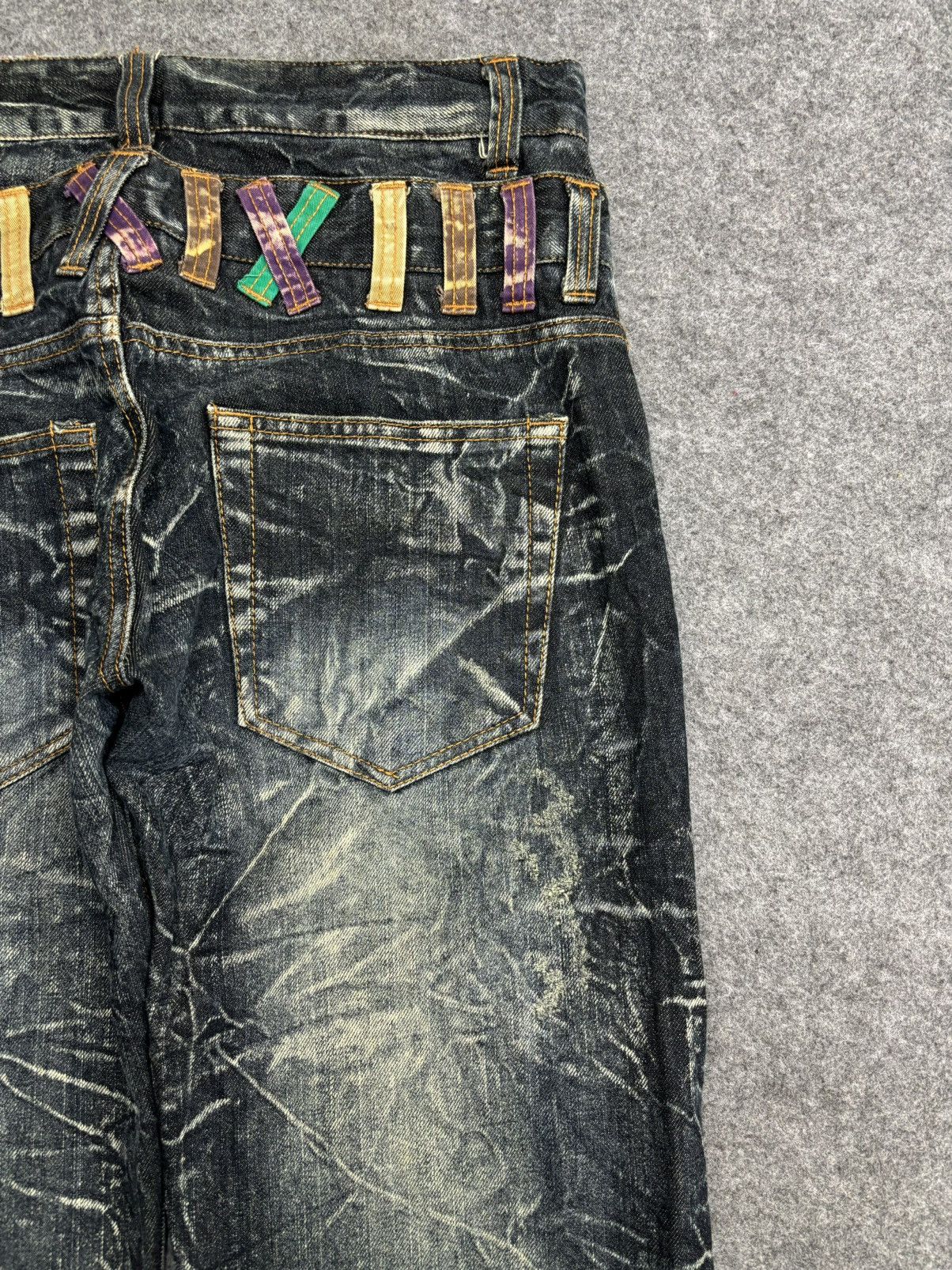 Japanese Brand 💥Double Waist💥Crazy Fades Nylaus Doube Waist Denim F528 Size US 32 / EU 48 - 13 Thumbnail