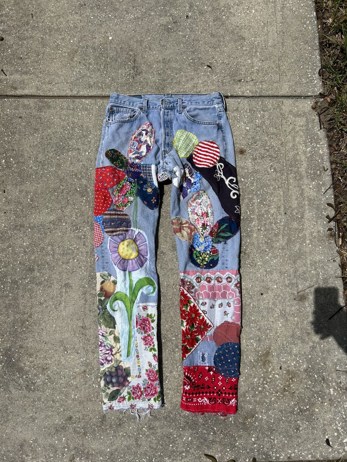 Other 1/1 Your World patchwork floral hippy denim jeans Size US 32 / EU 48 - 1 Thumbnail