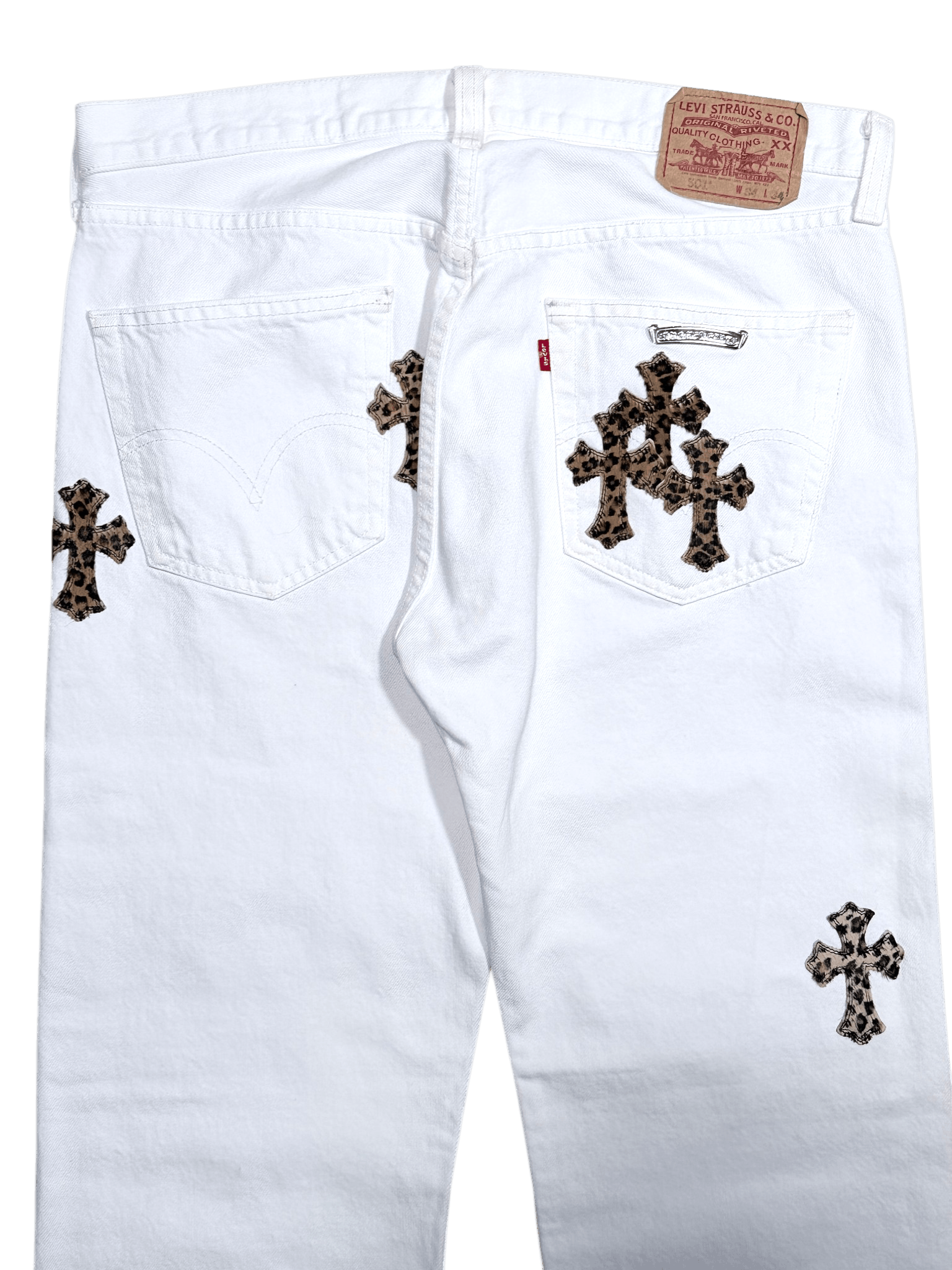 Chrome Hearts Cheetah Cross Patch Levi's Vintage White Jeans Size US 34 / EU 50 - 5 Thumbnail