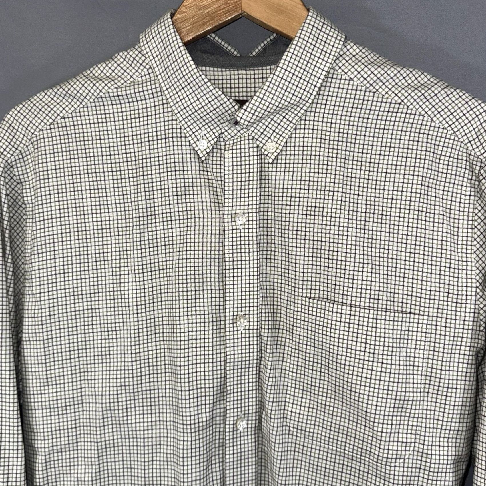 J.McLaughlin J. McLaughlin Shirt Mens Medium White Green Check Button-Down Cotton Casual Size US M / EU 48-50 / 2 - 3 Thumbnail
