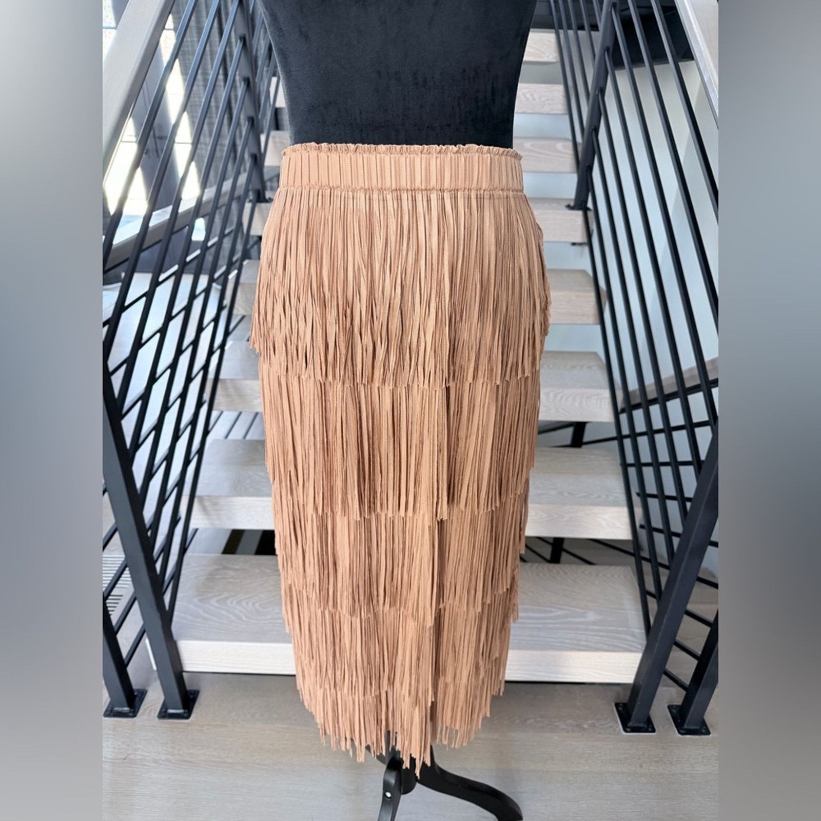 Other New Boho Western Style Fringed Tan Skirt size S Size 27" / US 4 / IT 40 - 6 Thumbnail