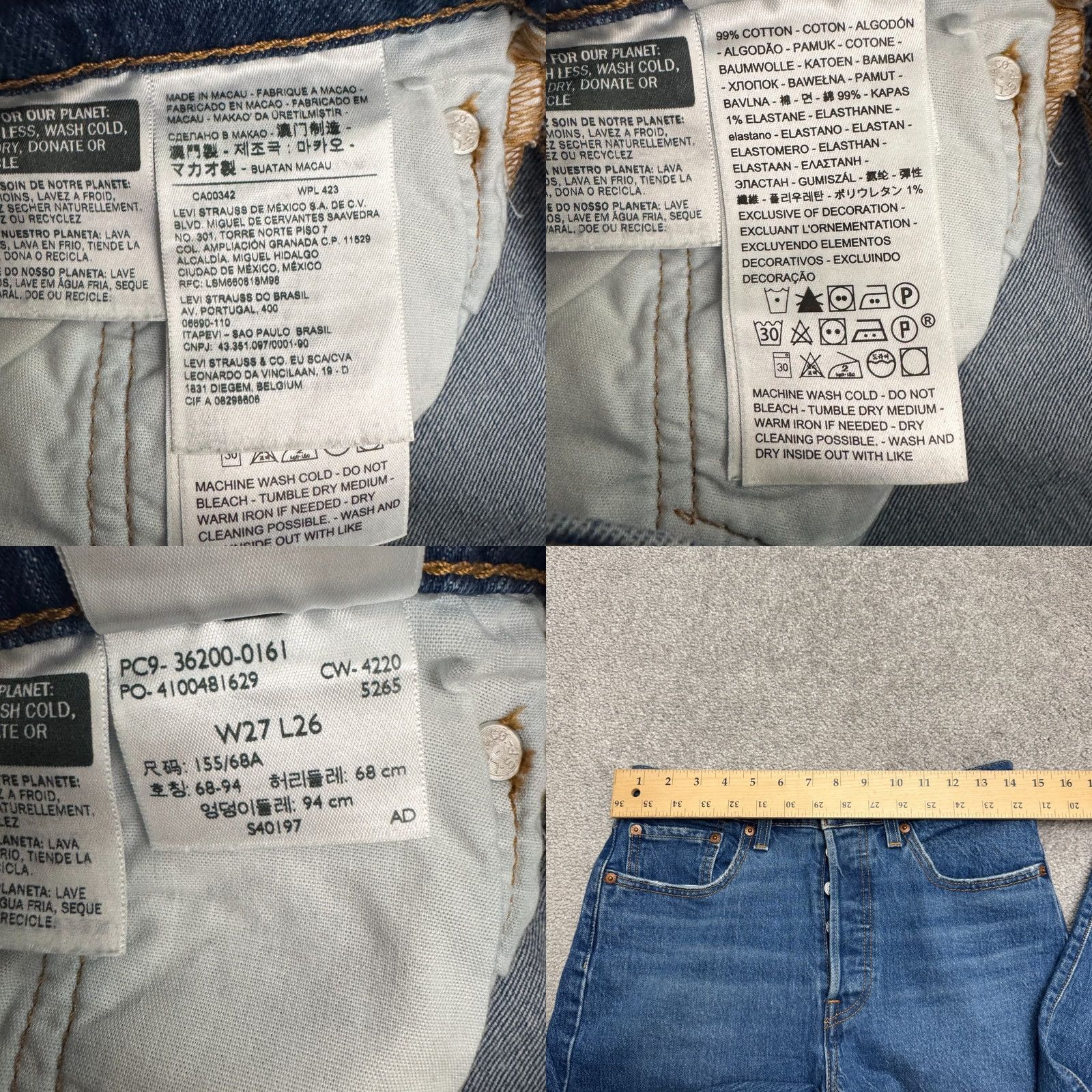 Levi's Levi's 501 Jeans Womens Regular Straight Denim Blue High Rise 28x26 Vintage No Size 42" / US 20 - 8 Thumbnail