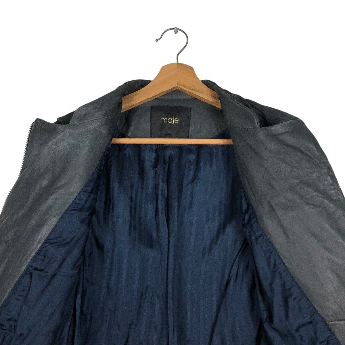 Japanese Brand 📌Cropped Biker Leather Jacket Pleated Maje Bondage Design Size XS / US 0-2 / IT 36-38 - 15 Thumbnail