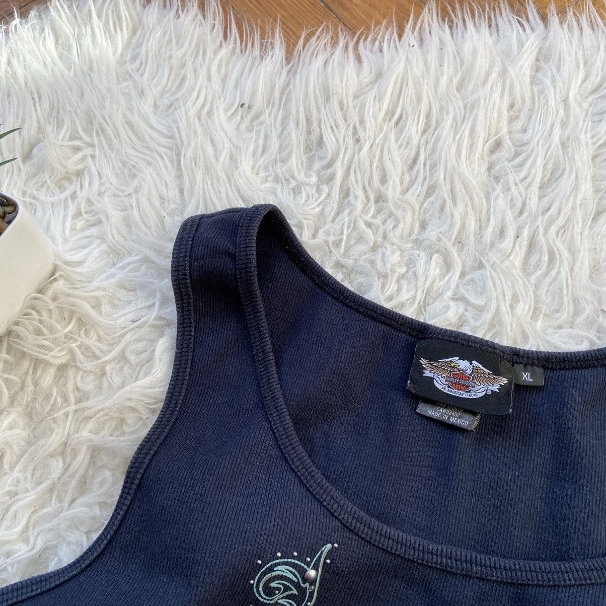 Harley Davidson 📌 Vintage Cropped Harley Davidson Rhinestones Tank Top Size XL / US 12-14 / IT 48-50 - 3 Thumbnail