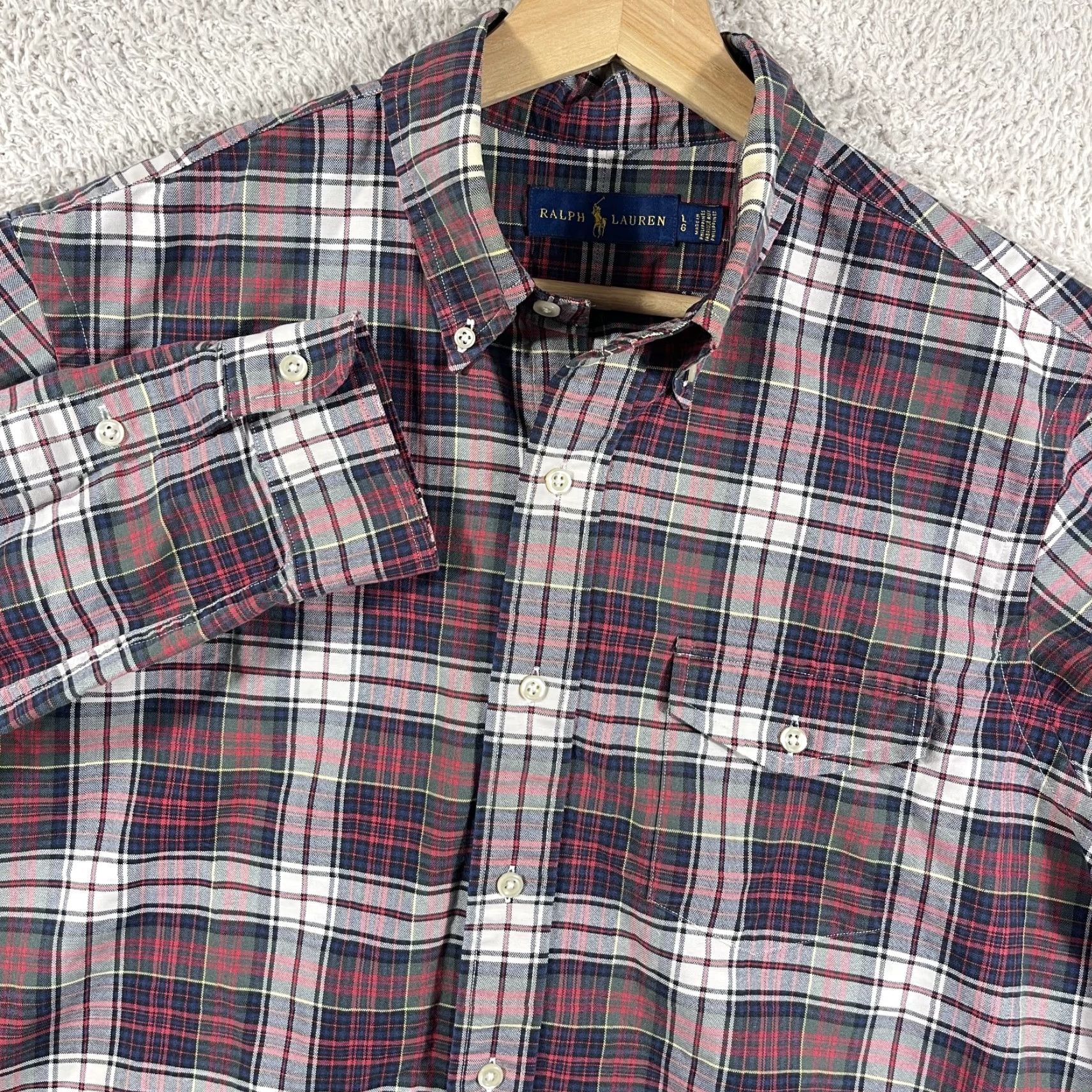 Polo Ralph Lauren Polo Ralph Lauren Shirt Mens Large Plaid Red Button-Up Long Sleeve Pocket Preppy Size US L / EU 52-54 / 3 - 2 Thumbnail
