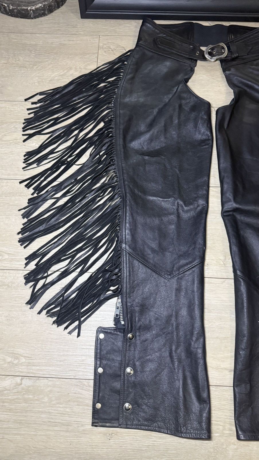 Harley Davidson Vintage 1990s Harley Davidson Black Leather Chaps Size 30" / US 8 / IT 44 - 3 Thumbnail