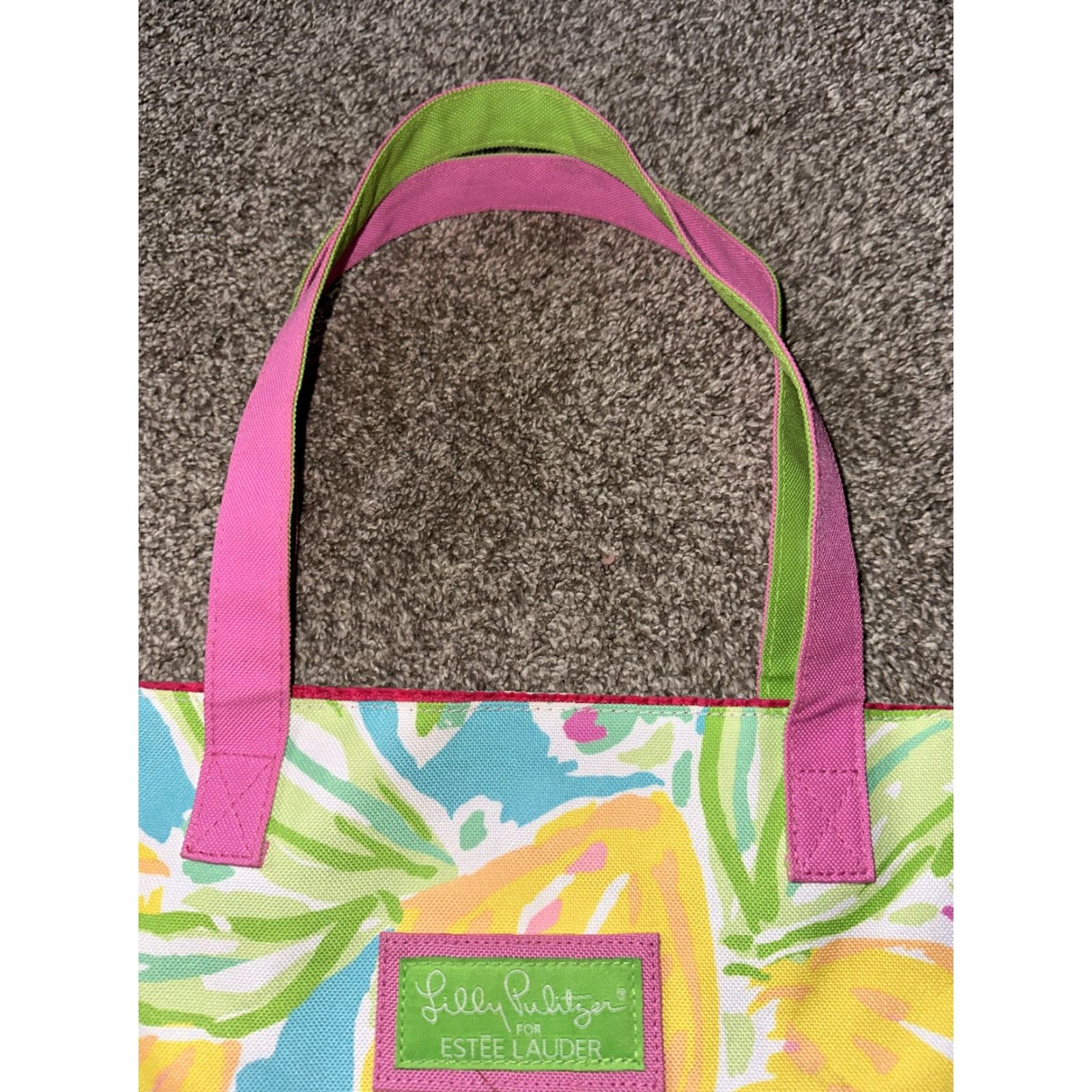 Lilly Pulitzer Lilly Pulitzer Tote Estee Lauder Canvas Lemon Beach Pink Multicolor Tote Woman Medium 15 in 16 in Open Closure Size ONE SIZE - 5 Thumbnail