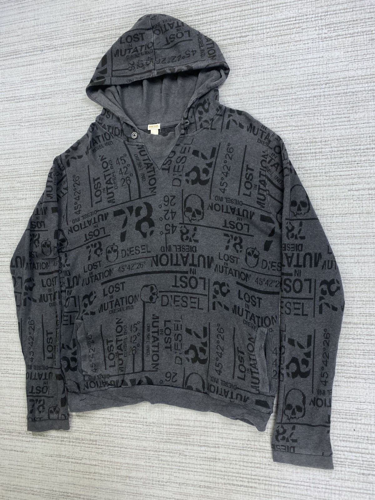 Diesel × Japanese Brand Vintage Diesel Loungewear Full Printed Punk Style Hoodie Size US M / EU 48-50 / 2 - 4 Thumbnail