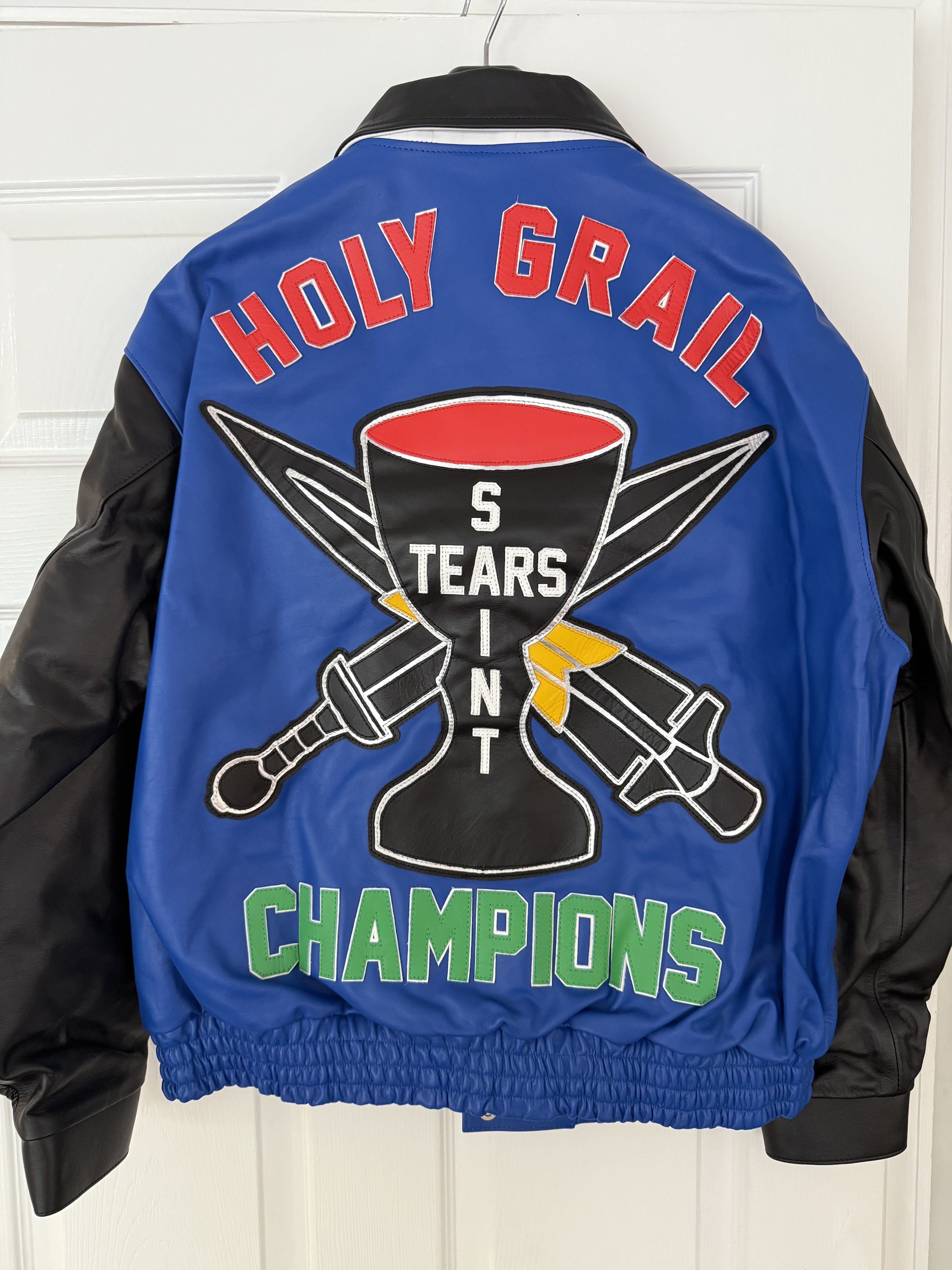 DENIM TEARS × Saint Michael Saint Michael Leather Holy Grail Jacket Size US M / EU 48-50 / 2 - 2 Thumbnail