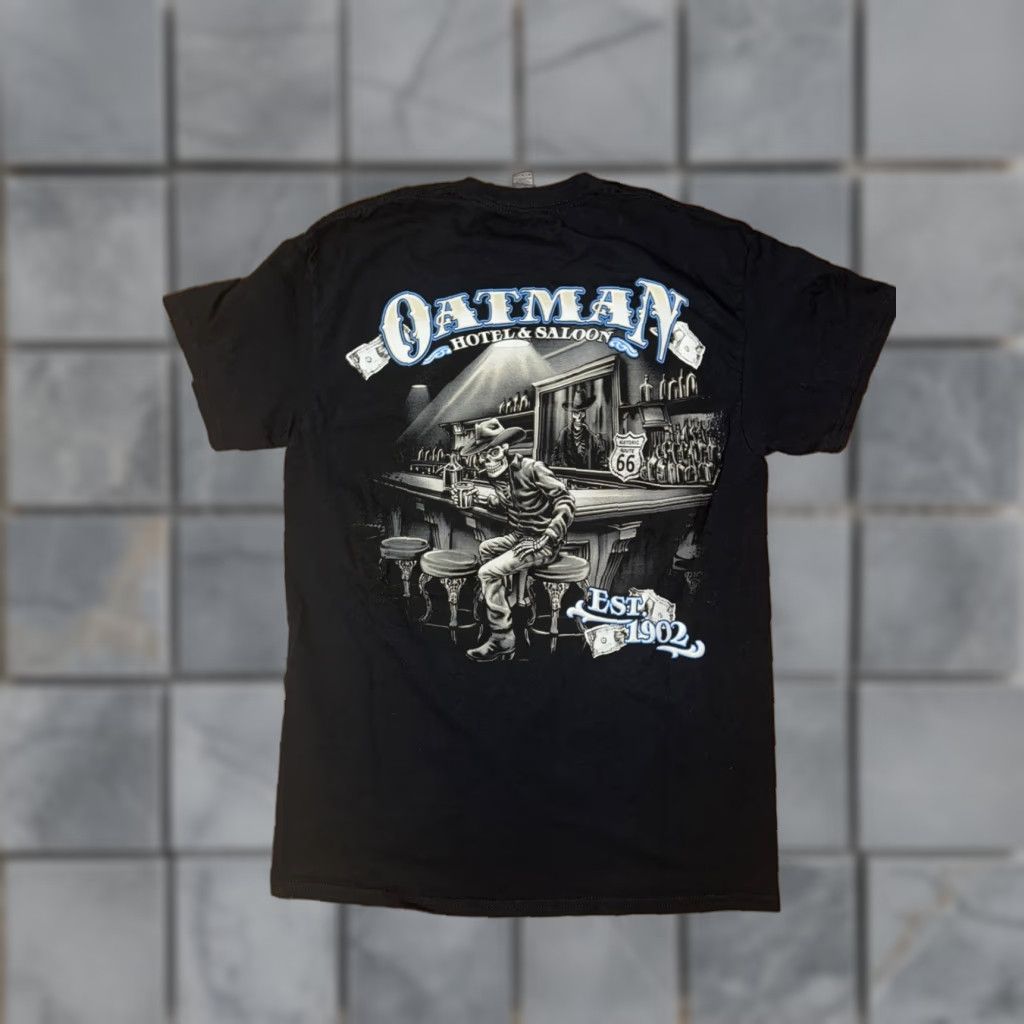 Vintage Oatman Hotel And Saloon Cowboy Skeleton T-Shirt Black Medium Mens Size US M / EU 48-50 / 2 - 1 Thumbnail
