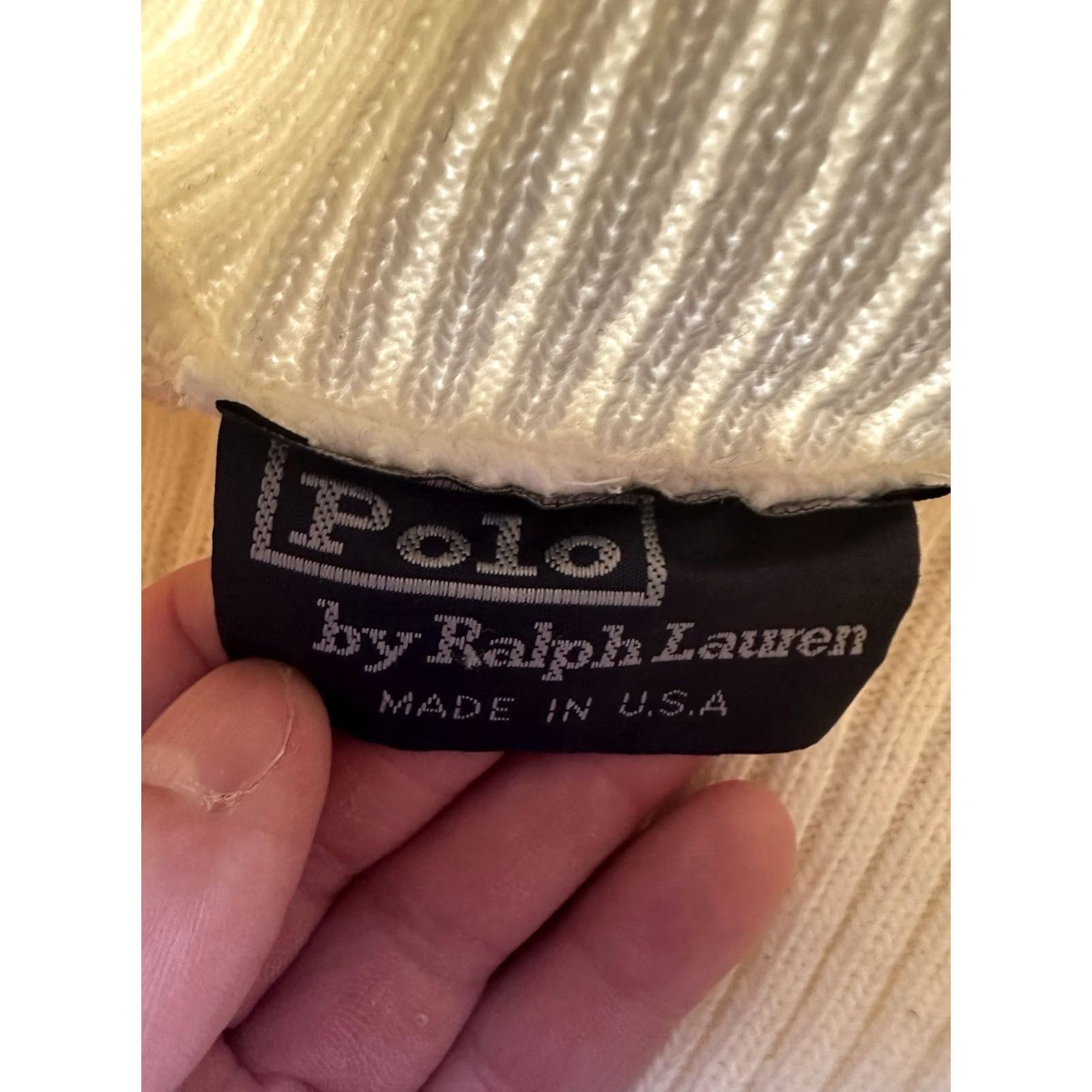 Ralph Lauren VINTAGE Ralph Lauren USA Flag Hand Knit Turtleneck Sweater XL Cream Shirt Mens Pullover 80s Size US XL / EU 56 / 4 - 4 Thumbnail