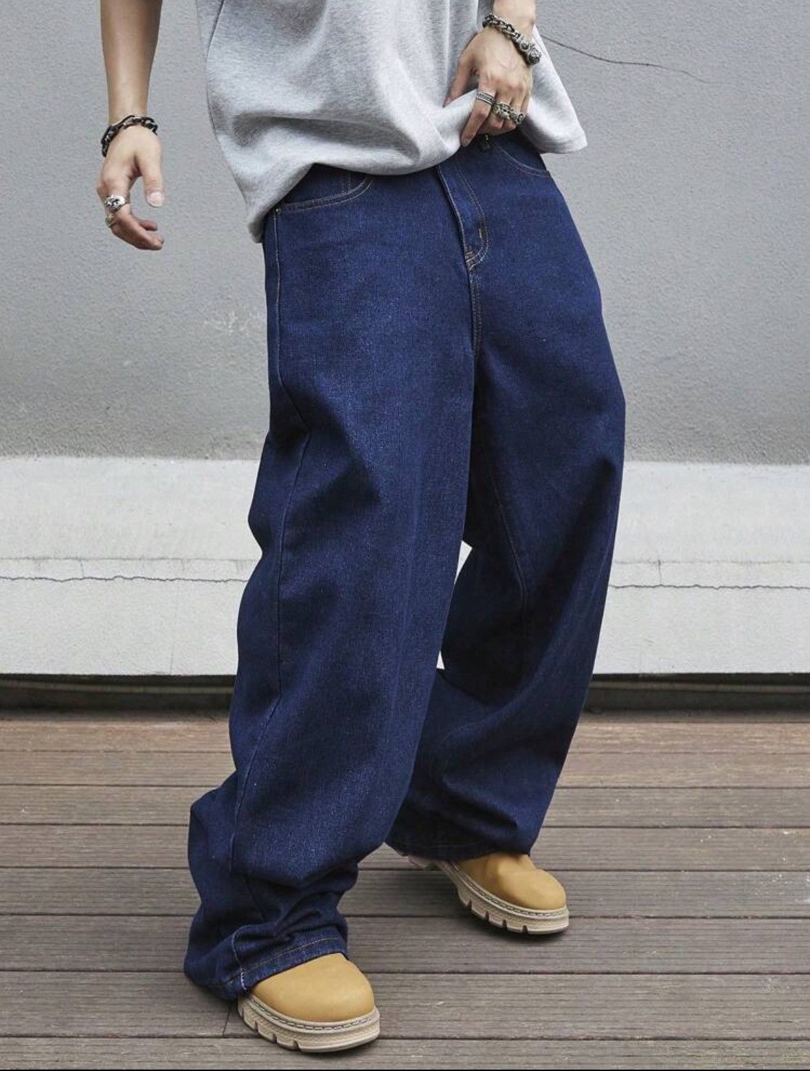 Blue Deep na.e Loose パンツ Wide Jeans