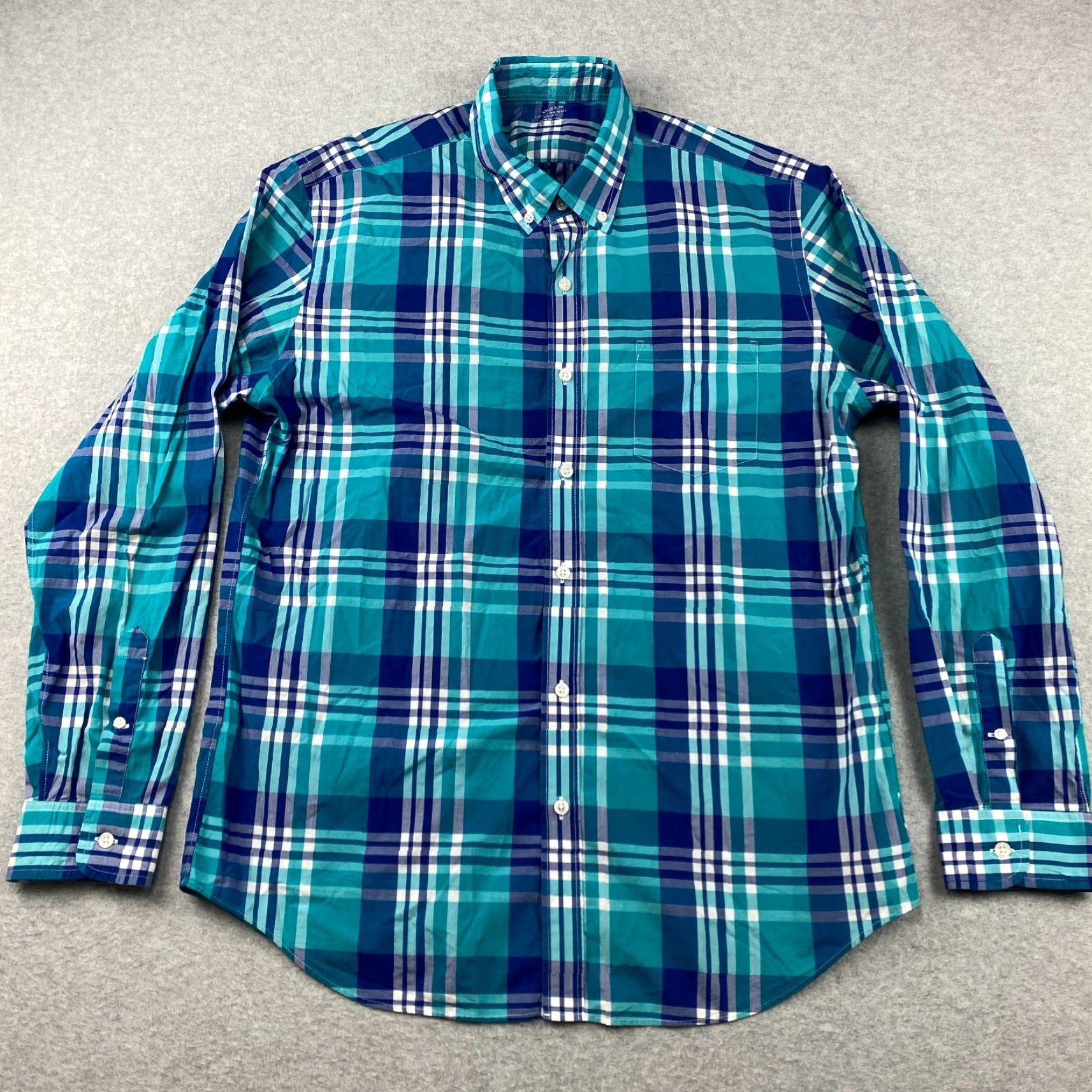 J.Crew VINTAGE? No. J.CREW Blue Plaid Button-Up Shirt Mens L Long Sleeve Pocket Cotton Lightweight Bre edth? Size US L / EU 52-54 / 3 - 2 Thumbnail