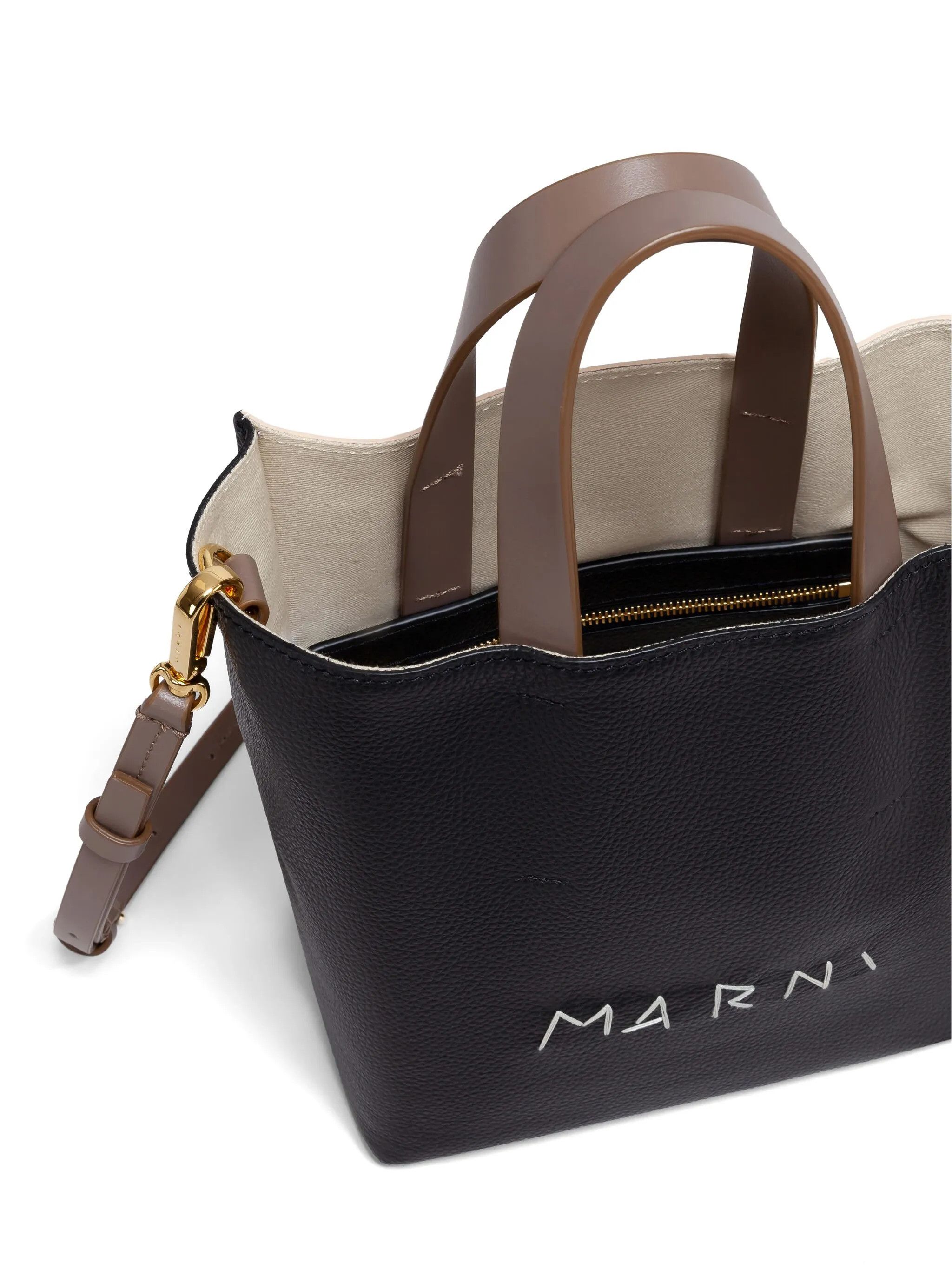 Marni o1s22i1n0525 Size: OS / Mini Museo Soft Tote Bag Black/Beige Size ONE SIZE - 5 Thumbnail