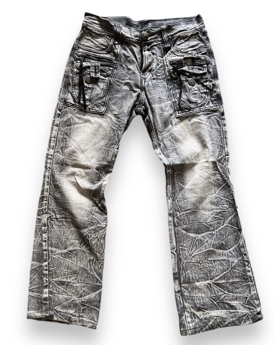 Japanese Brand Blue Boot Cut Denim Flare Bleach Japanese Brand Size US 33 - 1 Thumbnail