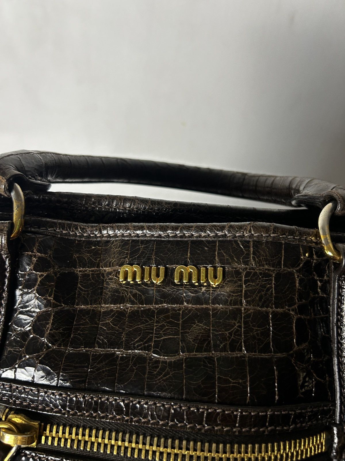 Miu Miu Rare Vintage MIU MIU brown calfskin crocs embossed leather Size ONE SIZE - 6 Thumbnail