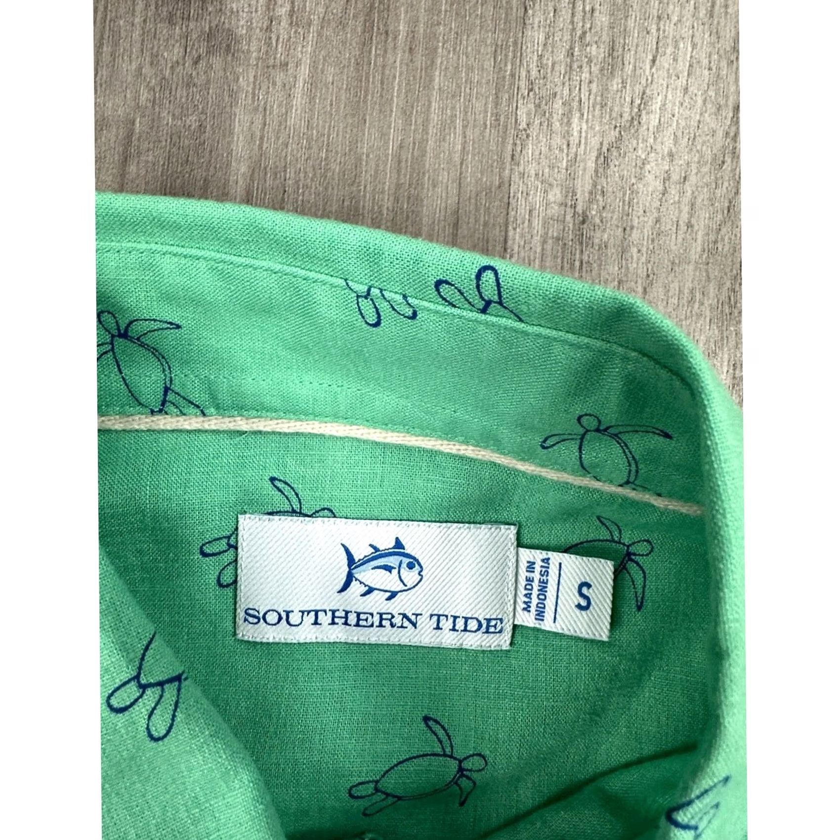 Southern Tide Southern Tide Linen Blend Turtle Cove Short Sleeve Sport Button Down Shirt S Mens Small Jade Green Size US 29 - 6 Thumbnail