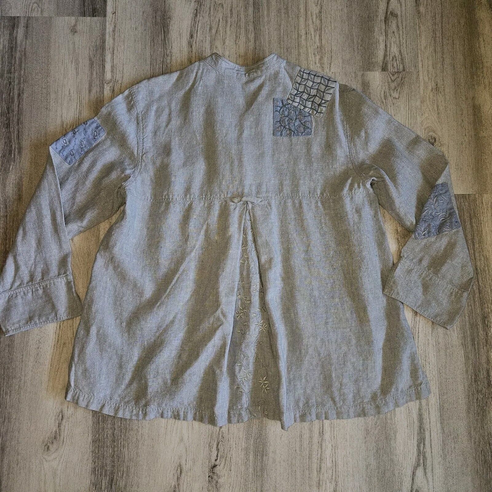 Vintage J JIll Unstructured Linen Jacket Womens M Sage Lagenlook Emb Size M / US 6-8 / IT 42-44 - 7 Thumbnail