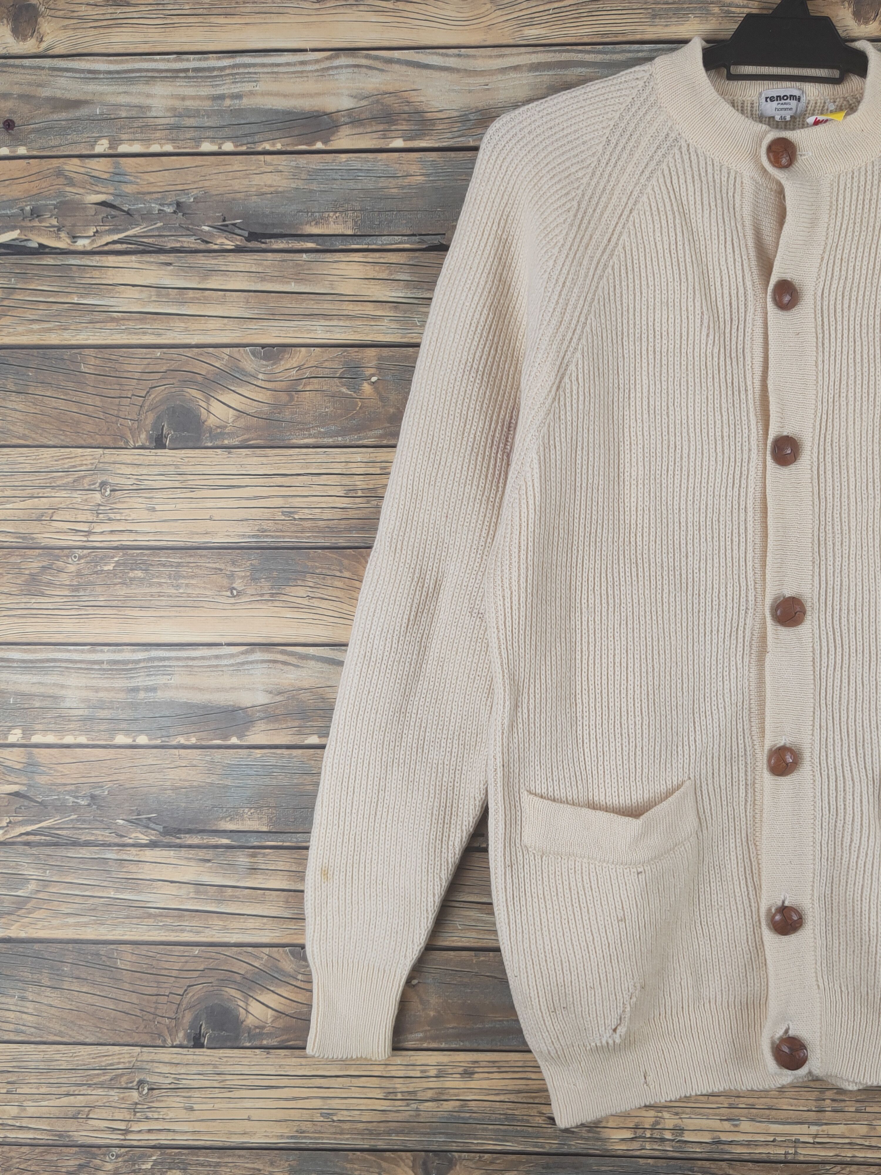 Renoma Renoma Cream Knitwear ripped distressed Cardigan #W1202 Size M / US 6-8 / IT 42-44 - 3 Thumbnail