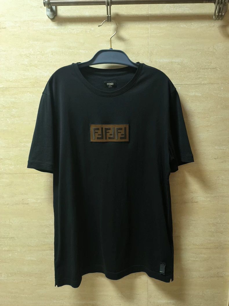 Fendi Fendi Men's FF Embroidered Black T-Shirt-yf Size US XL / EU 56 / 4 - 1 Thumbnail