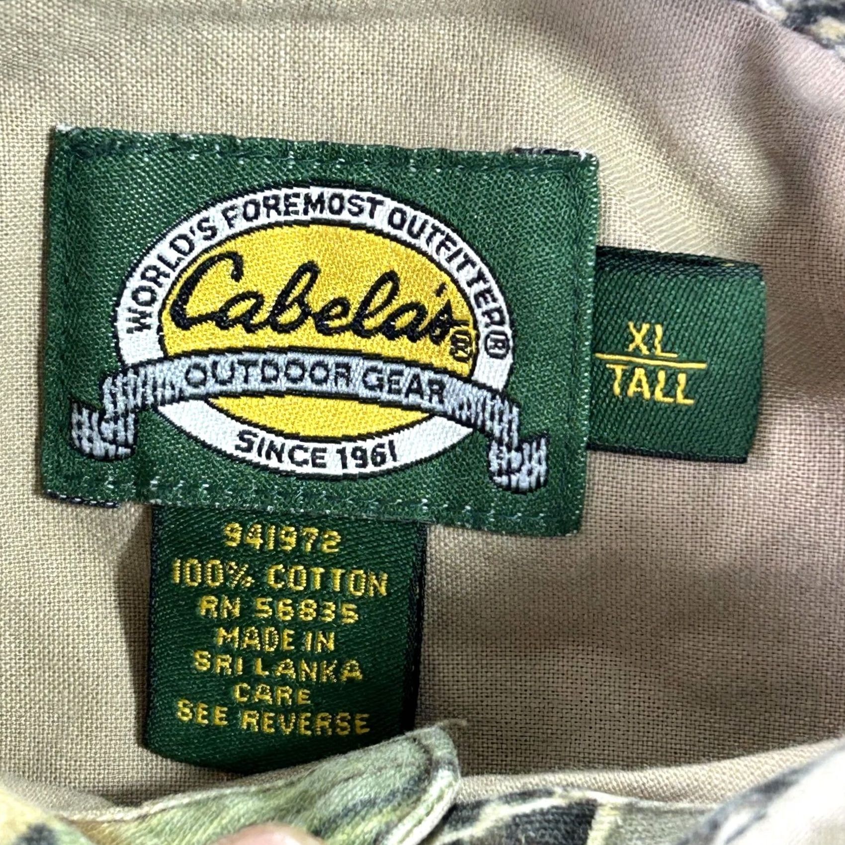 Vintage Cabela's Shirt Mens XLT Beige Camo Patch Long Sleeve Button Up Hunting Outdoor Size US XL / EU 56 / 4 - 4 Thumbnail