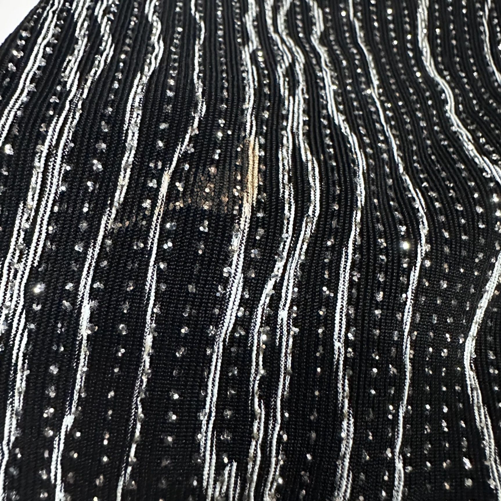 Alex Evenings Alex Evenings Jacket 12 Black Silver Striped Lined Collarless Open Front Stretch Size XL / US 12-14 / IT 48-50 - 7 Thumbnail