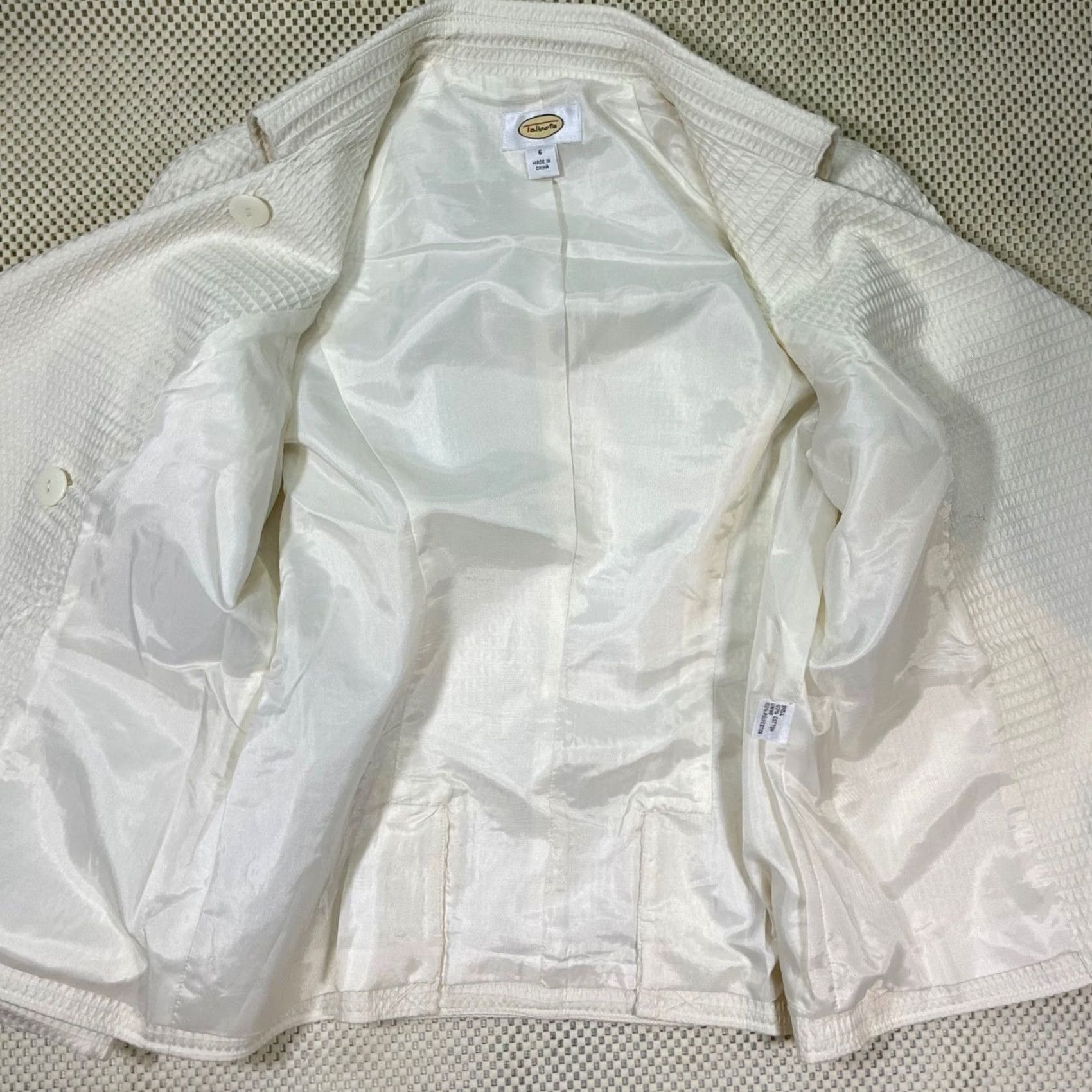 Talbots Talbots White Waffle Weave Double Breasted Blazer Jacket Women's Size 6 Shirt Blazer Womens Spring Summer Workwear Casual Size M / US 6-8 / IT 42-44 - 3 Thumbnail