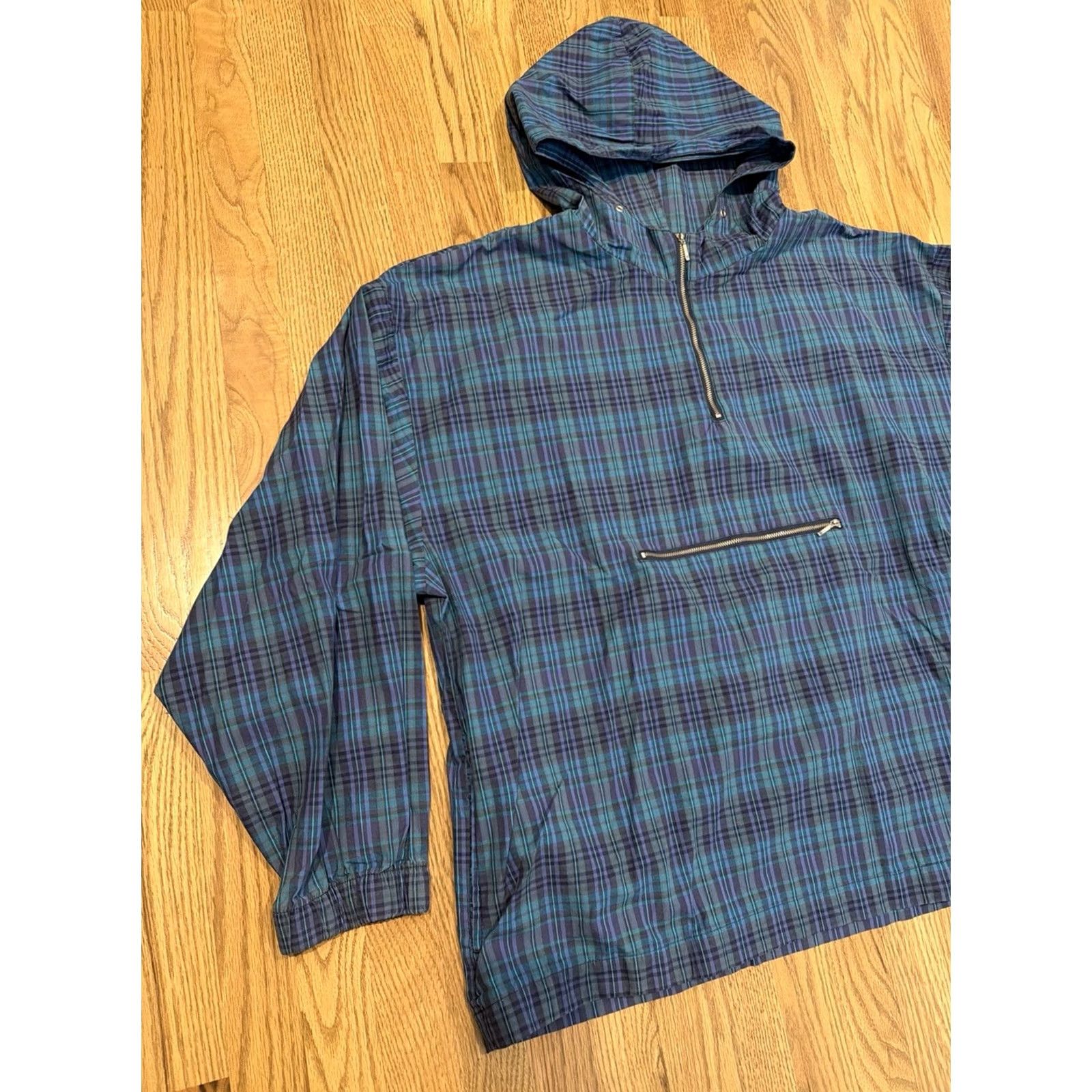 Gap VINTAGE Gap Warehouse Blue Plaid Anorak Hoodie Jacket Men’s L Cotton Zip 90s Retro Size US L / EU 52-54 / 3 - 3 Thumbnail