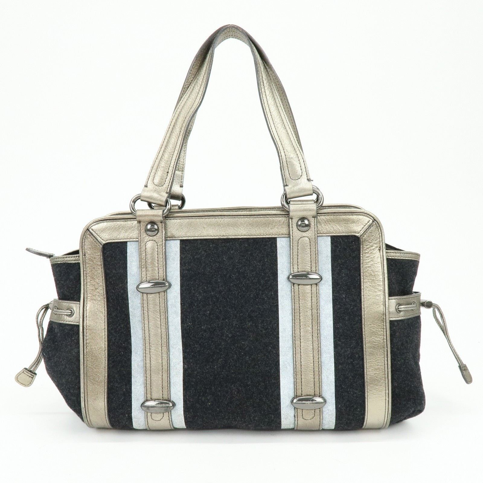 Burberry Burberry Blue Label Wool & Leather Shoulder Bag Gray Size ONE SIZE - 2 Thumbnail