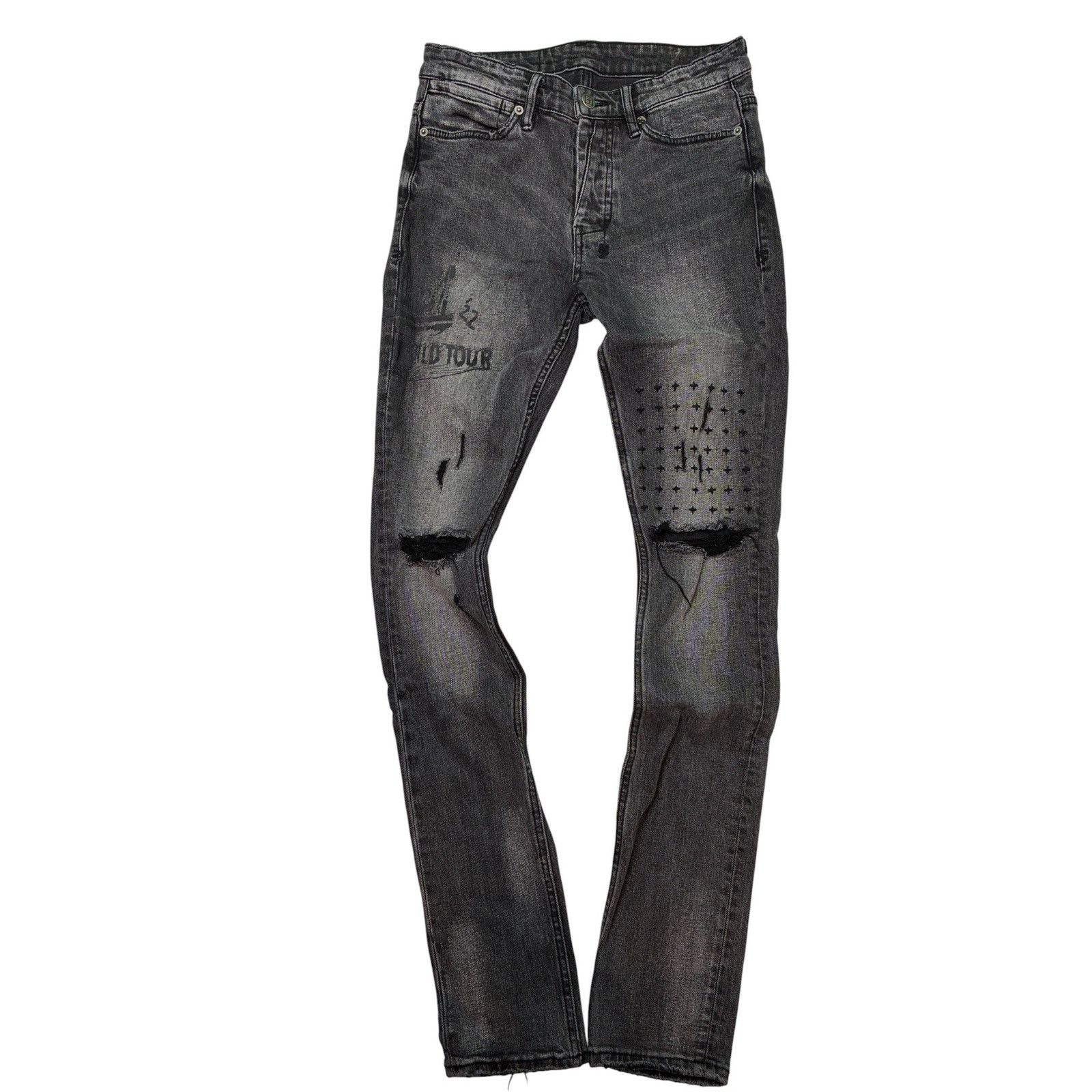 Purple Brand Grey Wash Writing Jeans