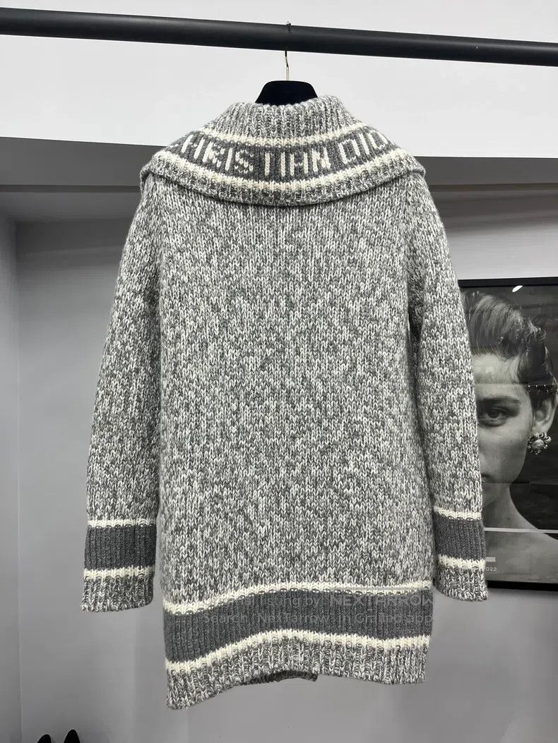 Dior Dior Grey lapel knitted cardigancoat Size XXS / US 00 / IT 34 - 2 Thumbnail