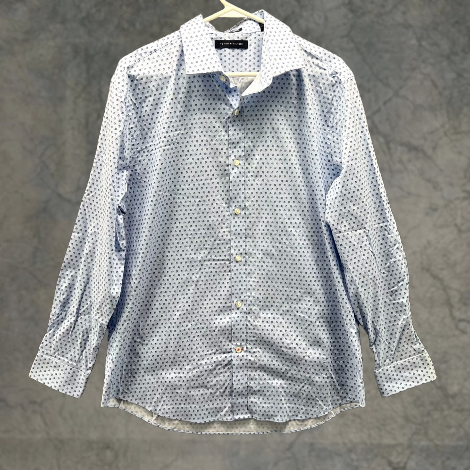 Tommy Hilfiger Tommy Hilfiger Shirt Mens Large Blue Button Down Slim Fit Stretch Floral AOP Size US L / EU 52-54 / 3 - 1 Thumbnail