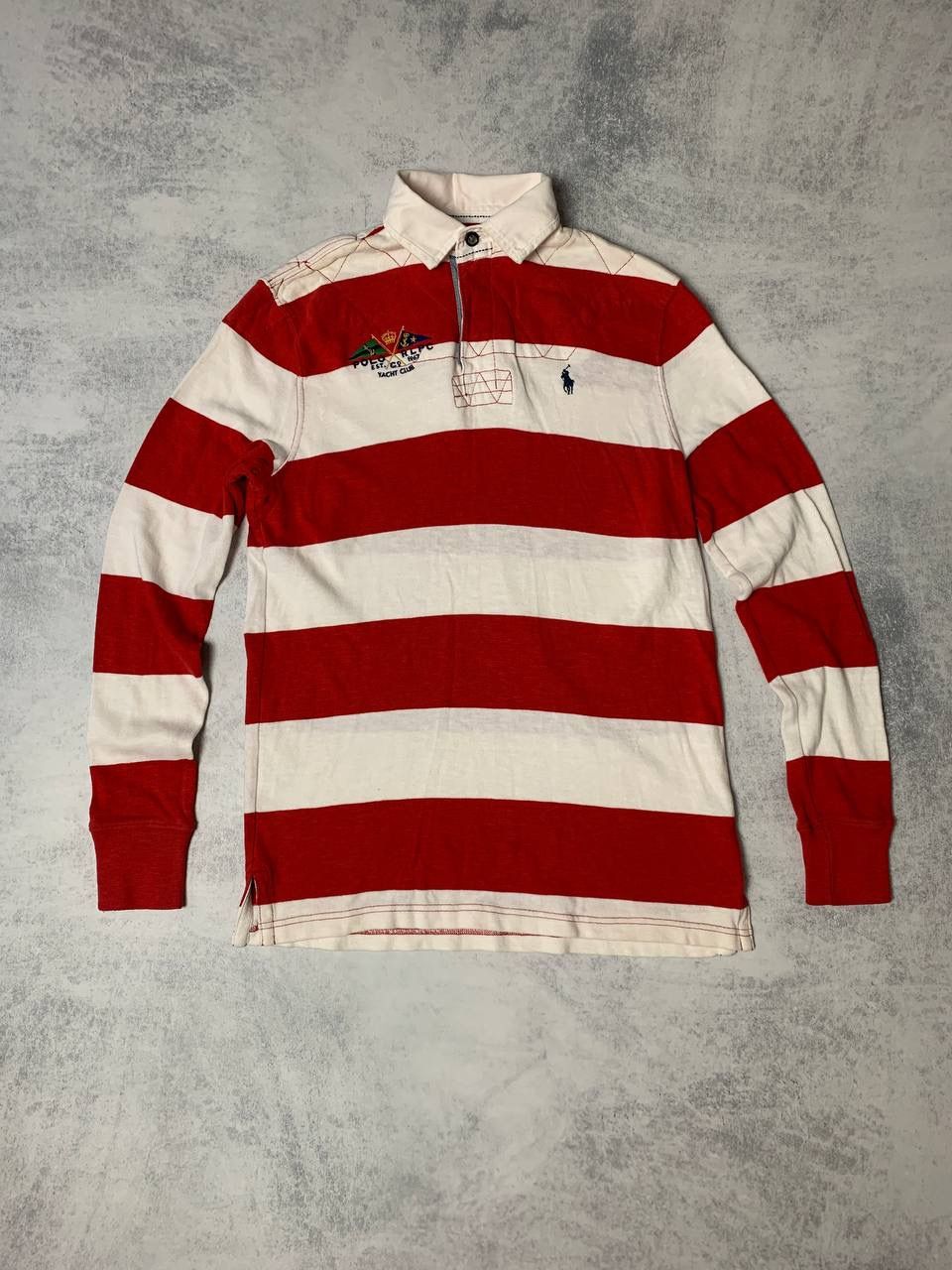 Pre-owned Polo Ralph Lauren X Vintage Polo Ralph Laurent Vintage Rugby Polo Long Sleeve In Red