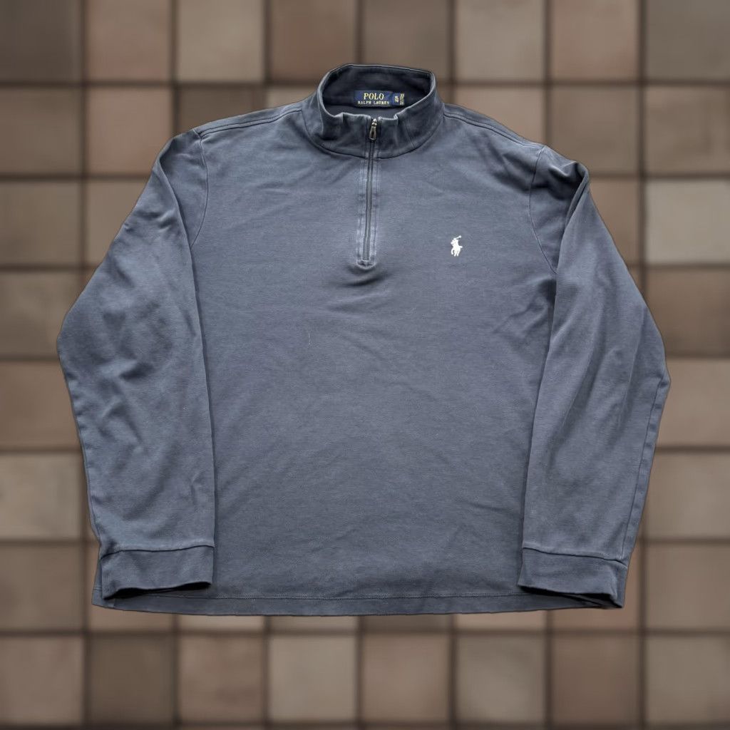 Polo Ralph Lauren Polo Ralph Lauren Pullover Mens XL 1/4 Zip Mock Neck Long Sleeve Pima Cotton Navy Blue Size US XL / EU 56 / 4 - 1 Thumbnail