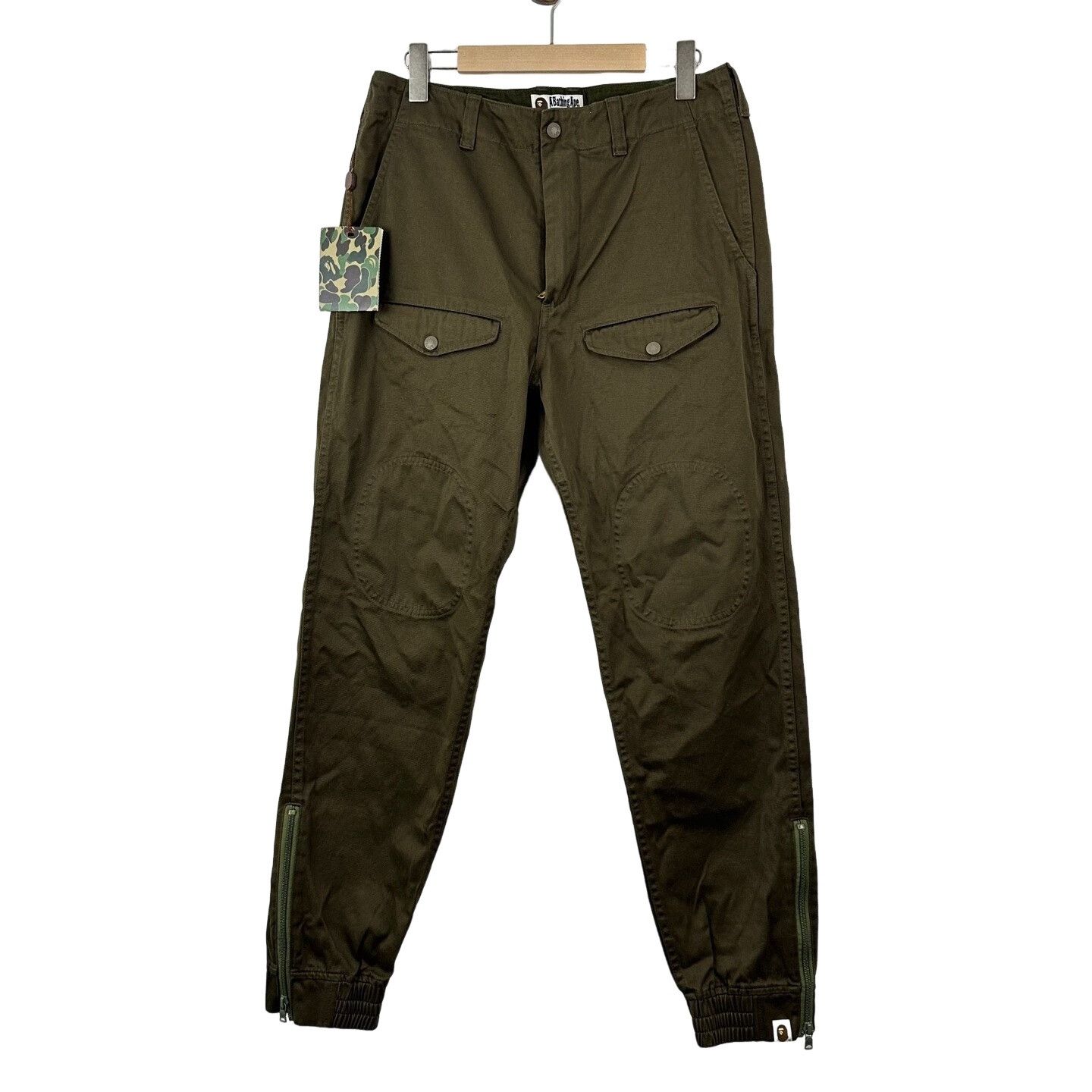 Bape BAPE Olive Knee Patch Zipper Cargo Pants S Size US 30 / EU 46 - 1 Thumbnail