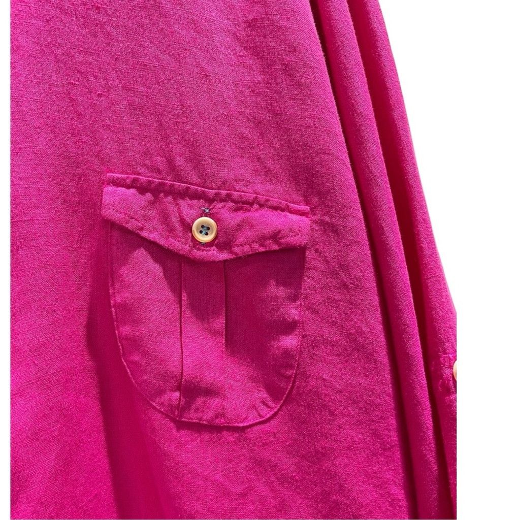 Other Poggianti Hot Pink 100% Italian Linen Shirt Size 17.5/ IT 44 Size US L / EU 52-54 / 3 - 7 Thumbnail
