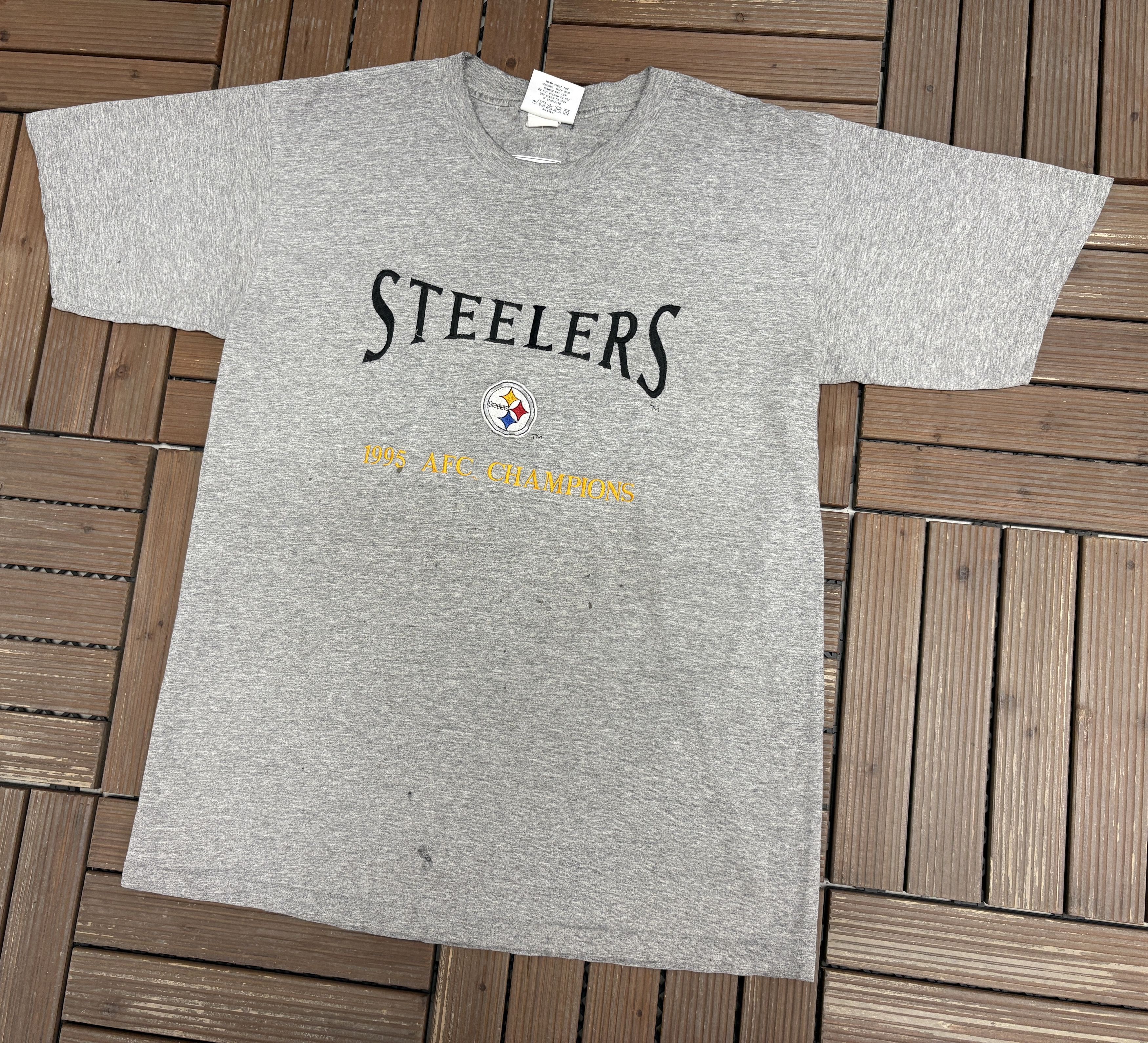 Vintage Pittsburgh Steelers 1995 AFC Champions Vintage Grey Tee Size US L / EU 52-54 / 3 - 3 Thumbnail