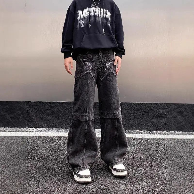 Japanese Brand × Jean Retro straight leg patchwork micro flared jeans Size US 32 / EU 48 - 1 Thumbnail