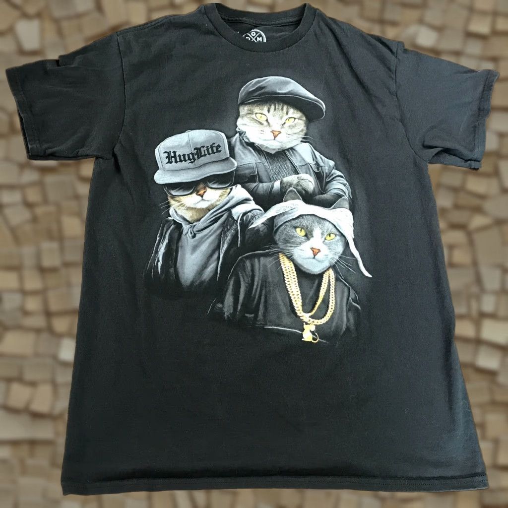 Alife DOM Shirt Men's Size Medium Black Cats HUG LIFE Print Shirt Size US M / EU 48-50 / 2 - 1 Thumbnail