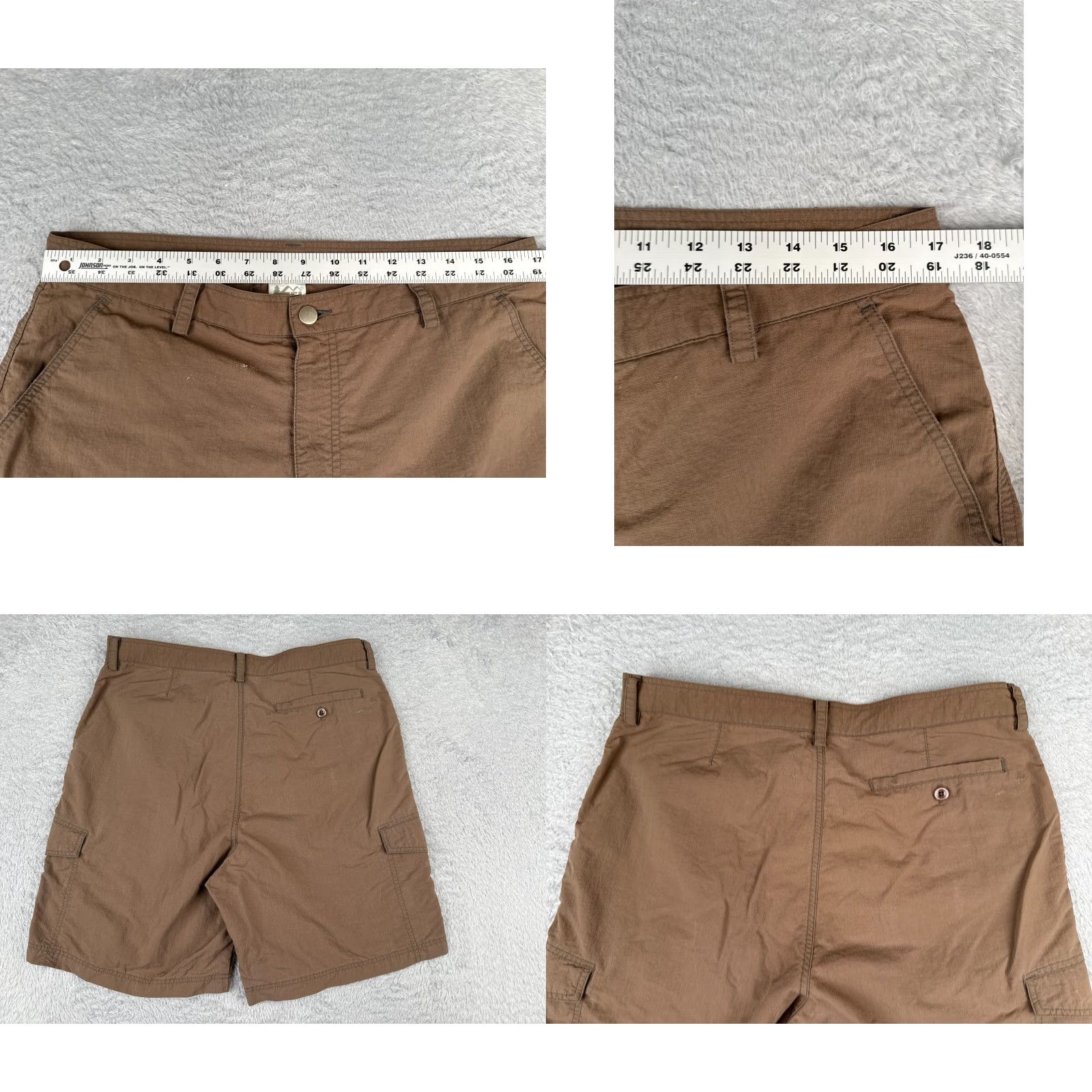 Vintage REI Men Shorts Cargo 36 Brown Nylon Cotton Shell Pockets Zip 9 Inseam Cargo Pocket Travel Casual 36x9 Mens Size US 36 / EU 52 - 9 Thumbnail