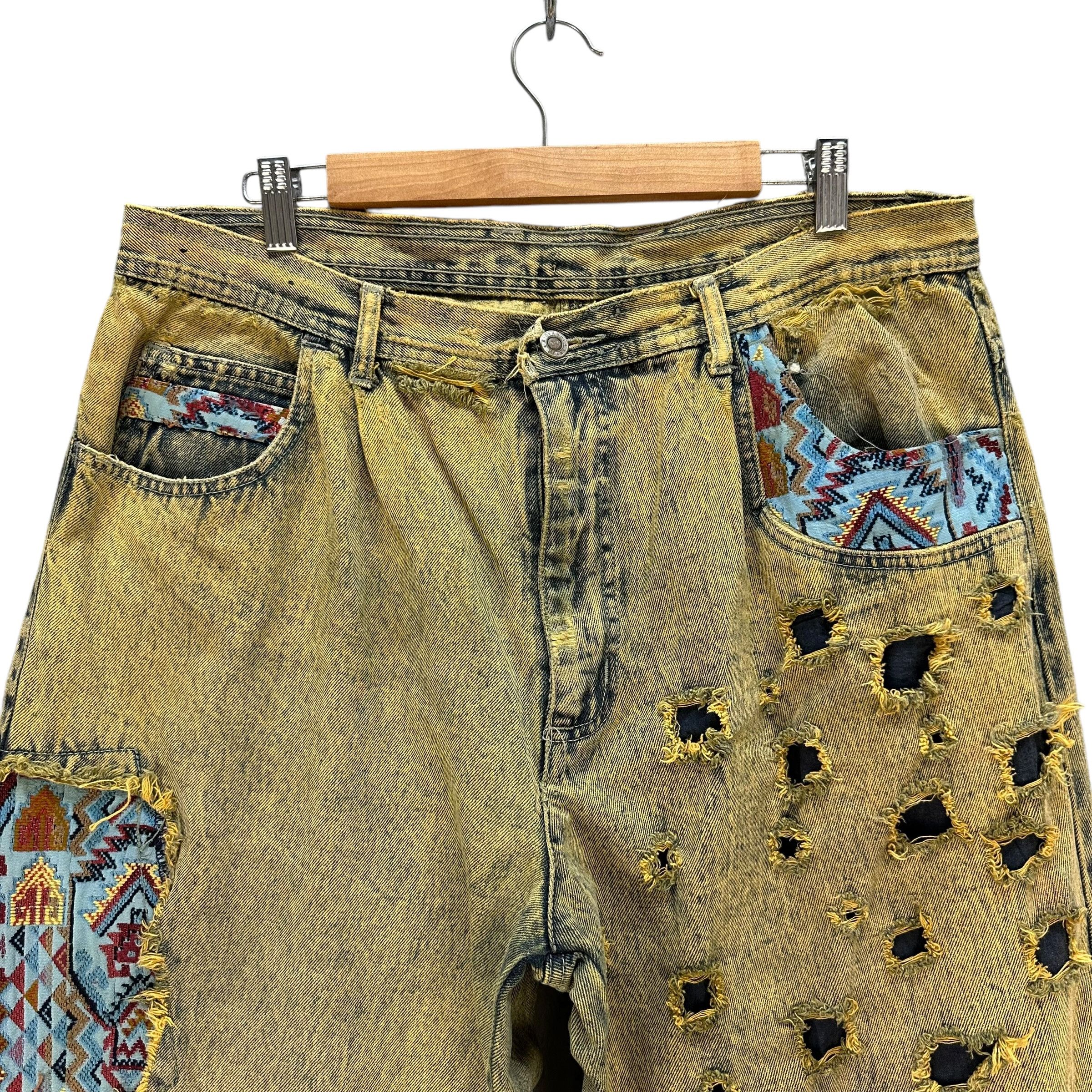 Vintage D.A.R.E by GIOVANNI Trashed Rusty Distressed Jeans #A76-1822 Size US 37 - 2 Thumbnail