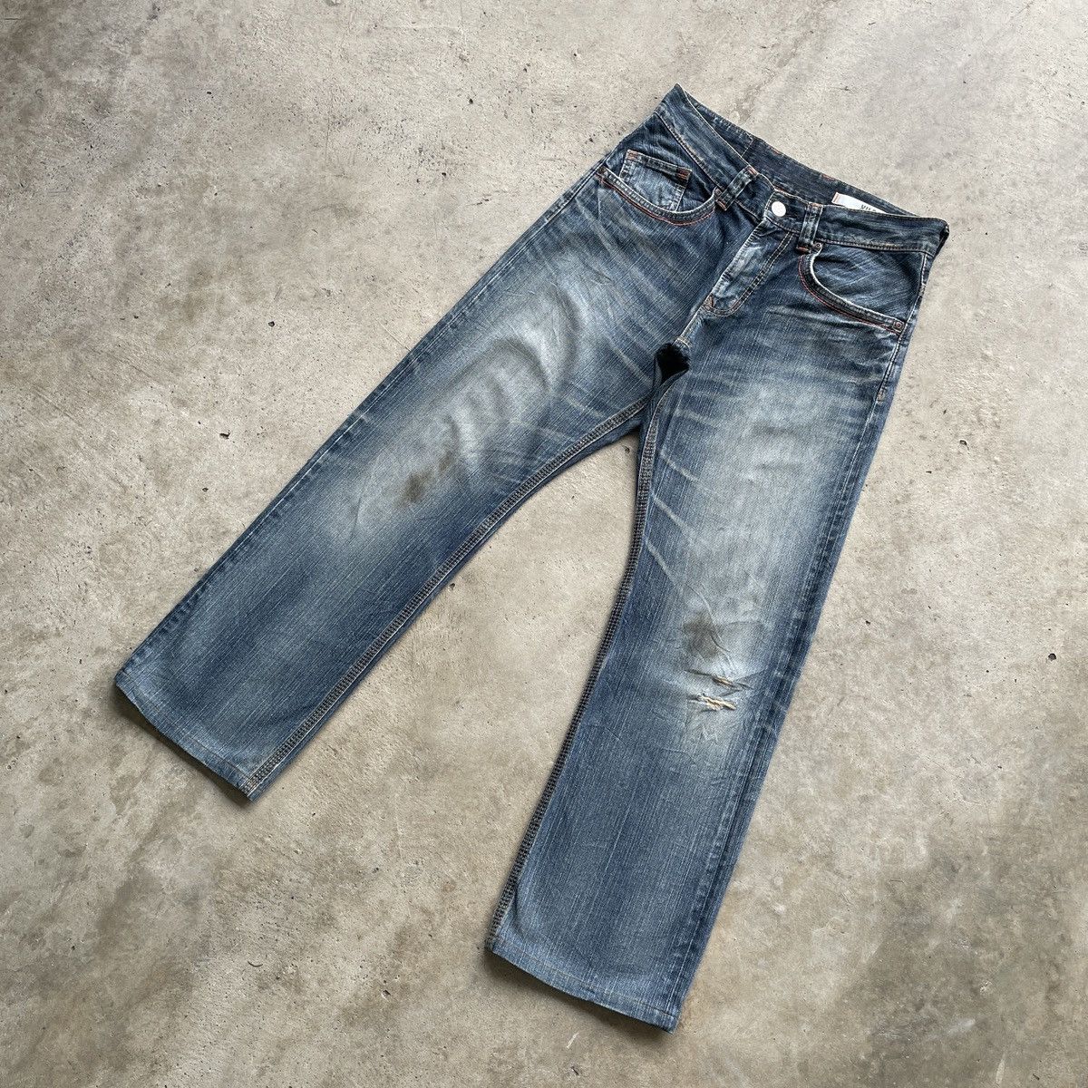 Japanese Brand Vintage Edwin XV-S Faded Distressed Jeans Denim Pants W31 Size US 31 - 3 Thumbnail